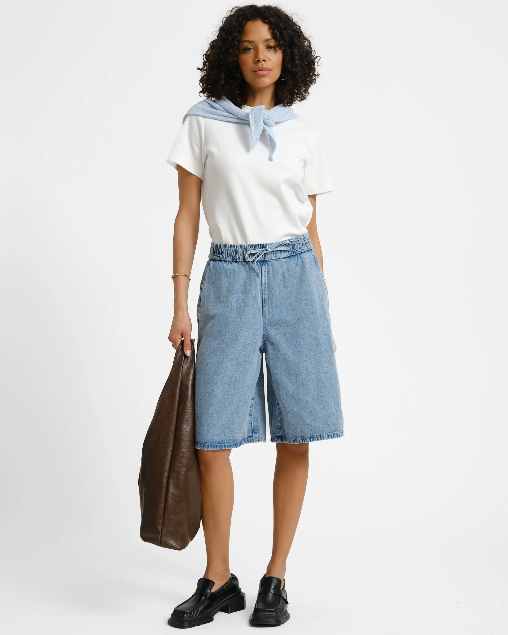 Signe Long Denim Shorts Light Blue Denim - Image 2