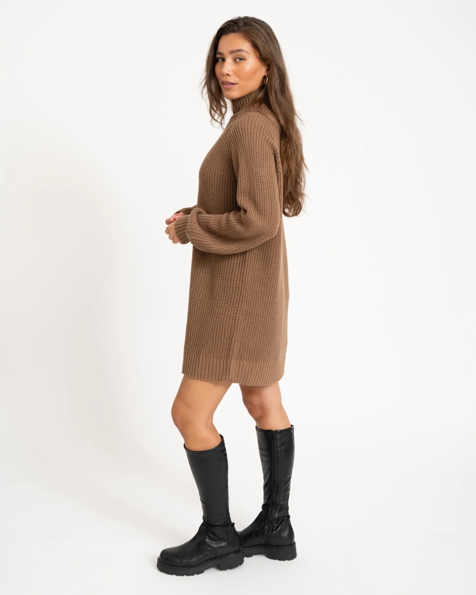 Timmy Knit Dress Brown - Image 4