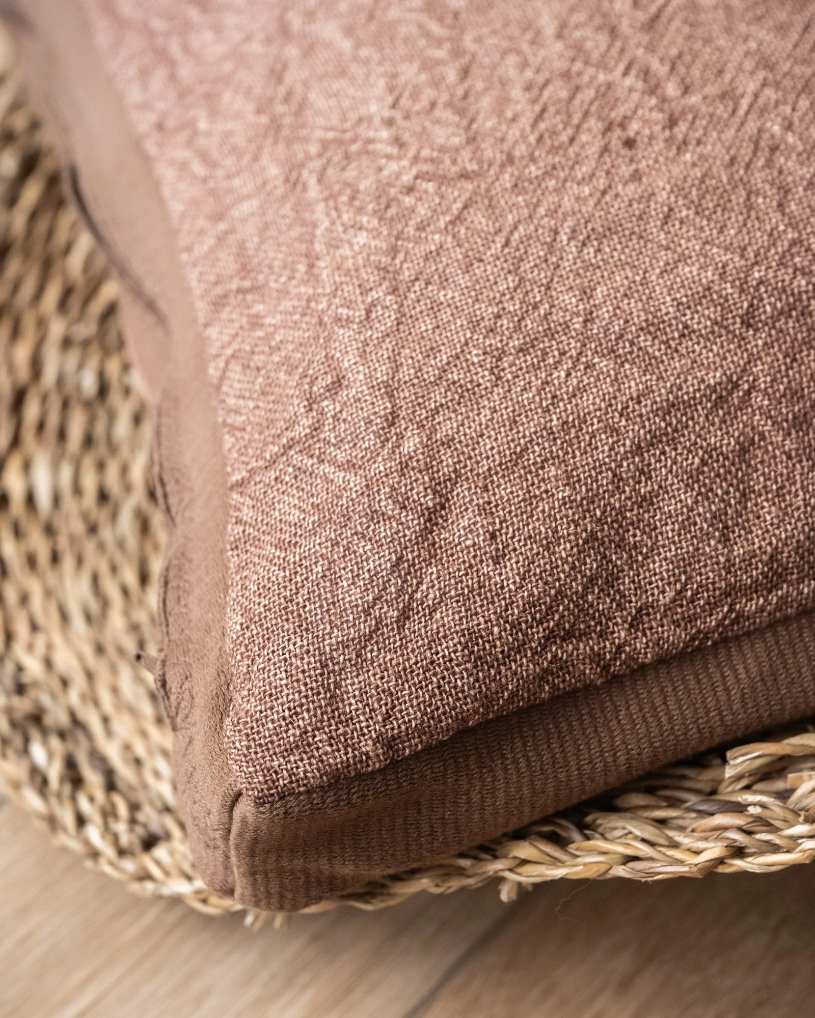 100% Feather Cushion Alpha Mocha Linen - Image 5