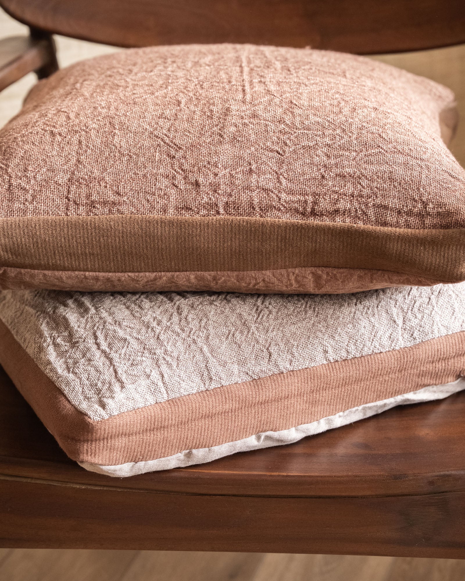 100% Feather Cushion Alpha Mocha Linen - Image 9