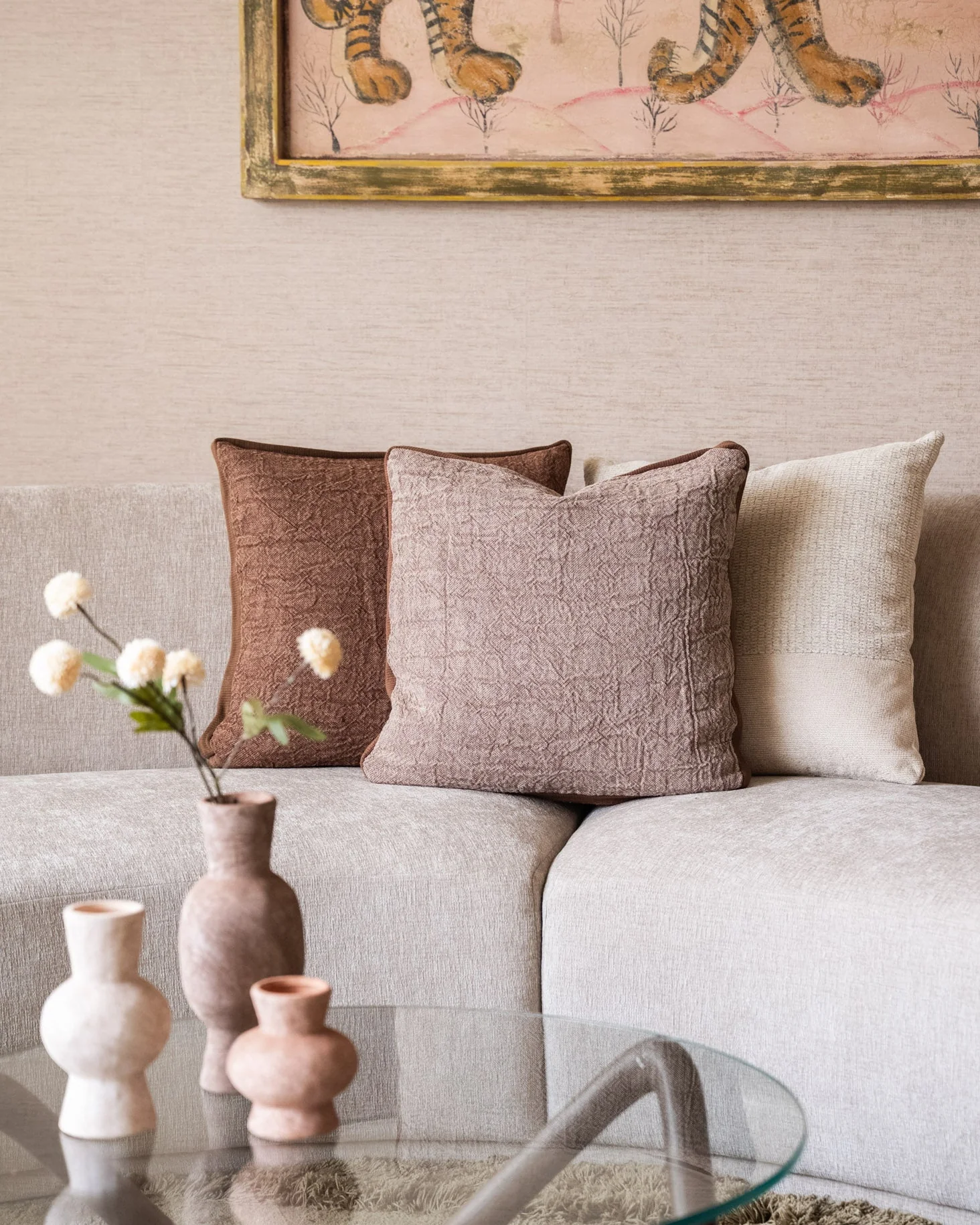 100% Feather Cushion Alpha Taupe Linen
