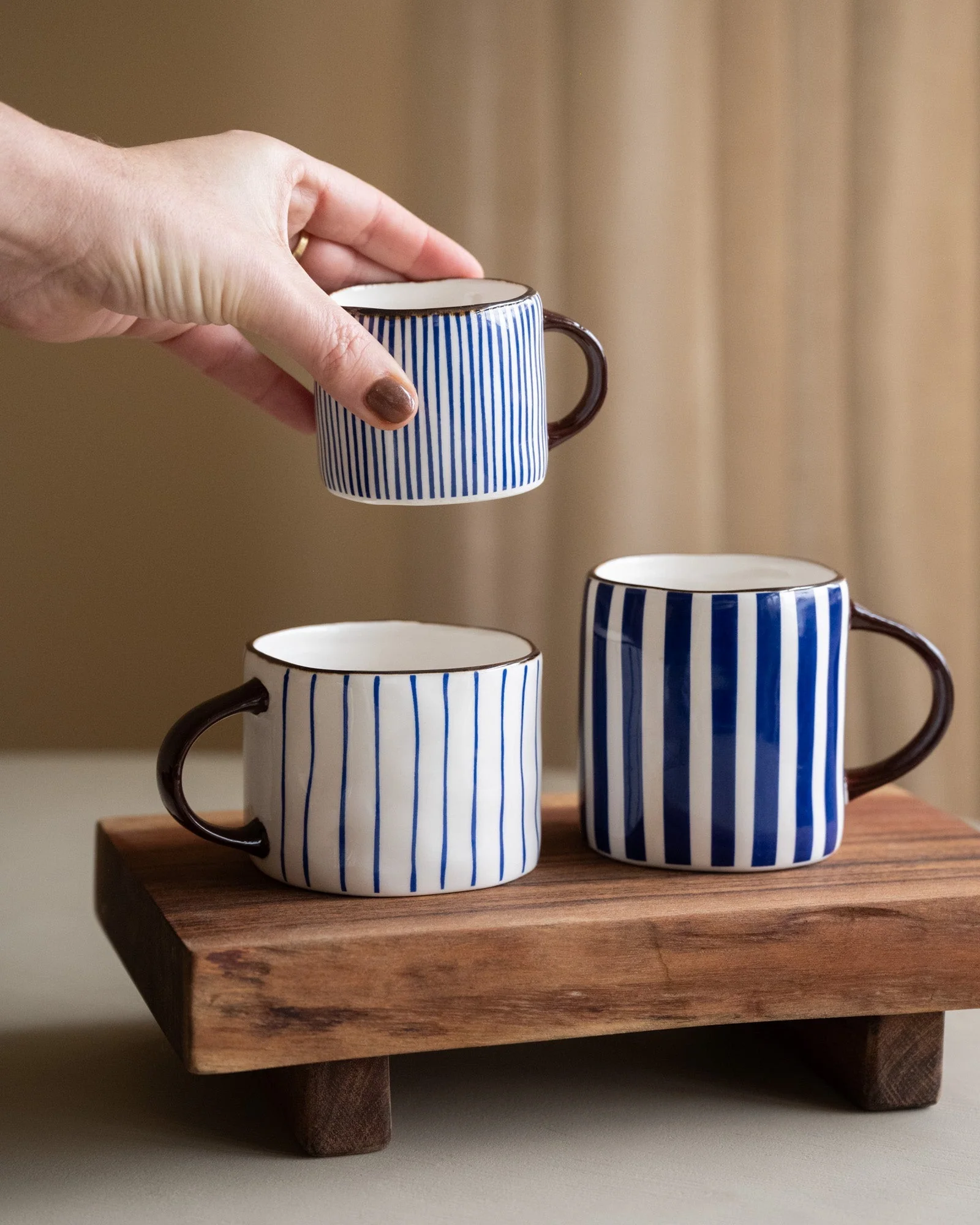 Cappuccino Mug Anafi Blue Stripe - Image 7