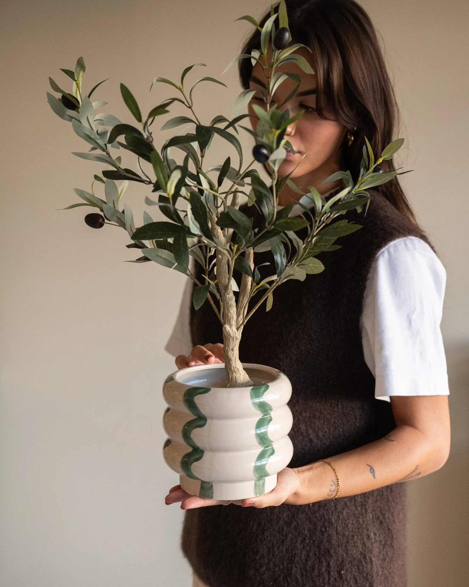 Faux Olive Tree With Pot - Image 3