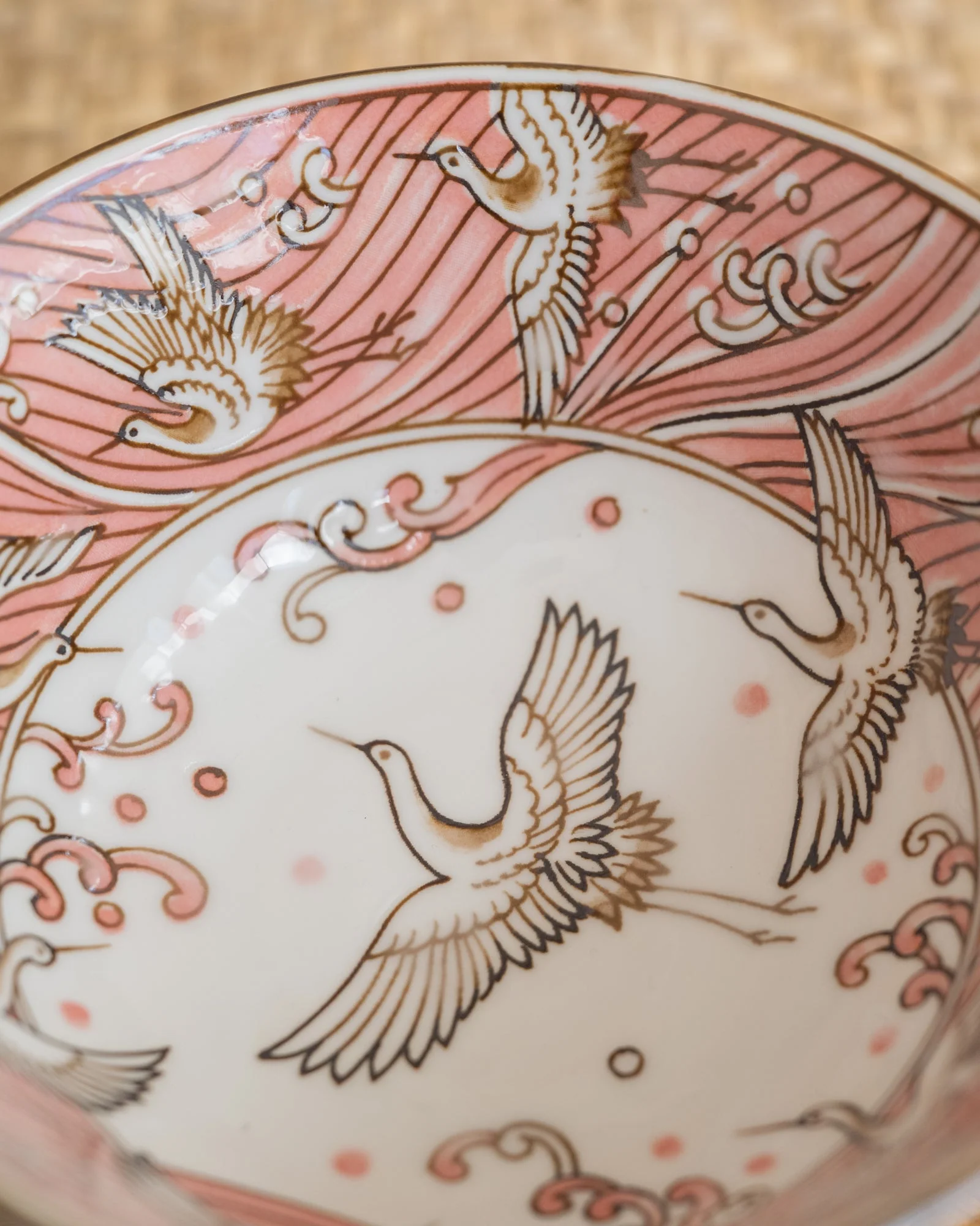 Handgemaakte Japanse Kom Kraanvogel Roze - Image 5