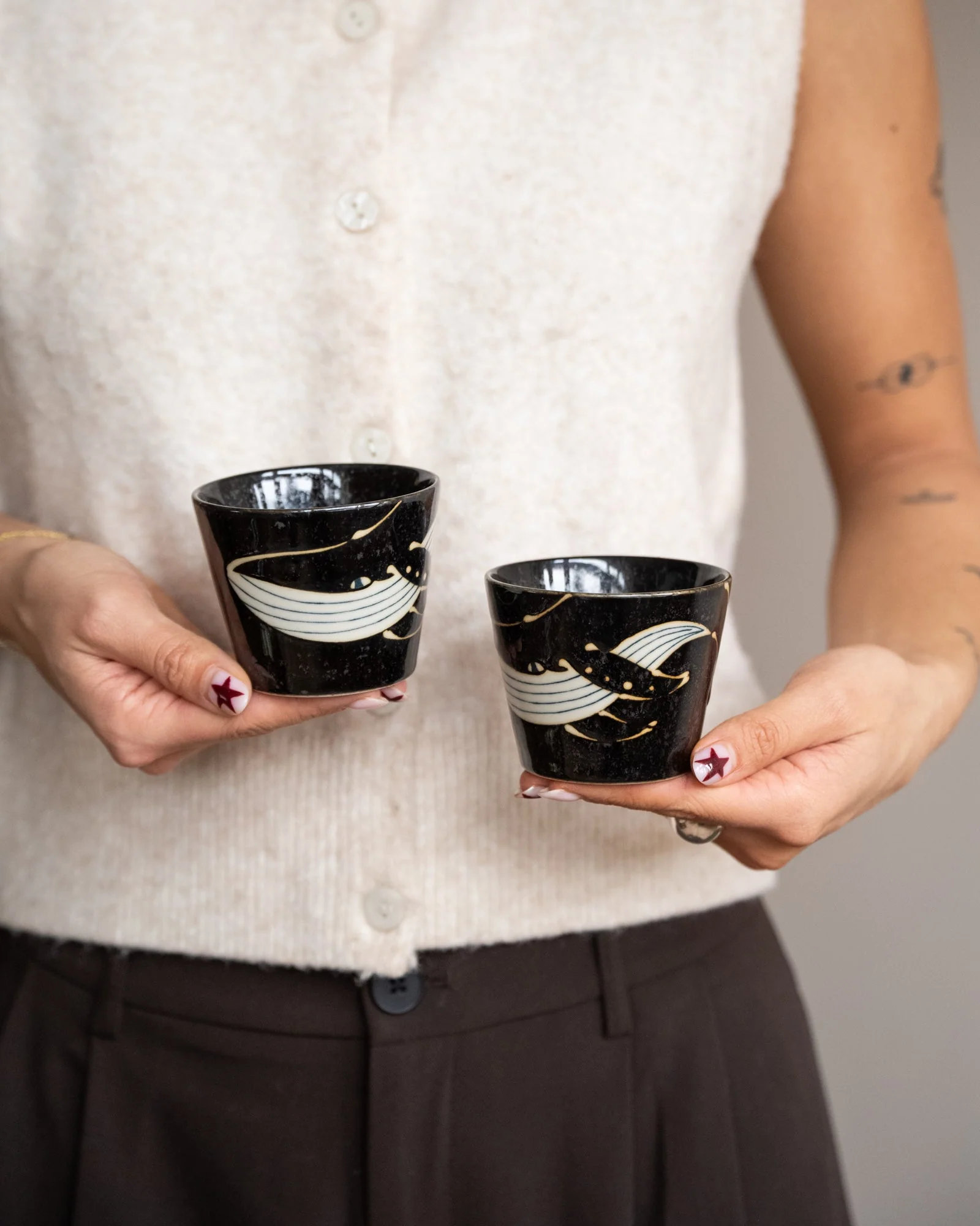 Handmade Japanese Cappuccino Mug Whale - Image 5
