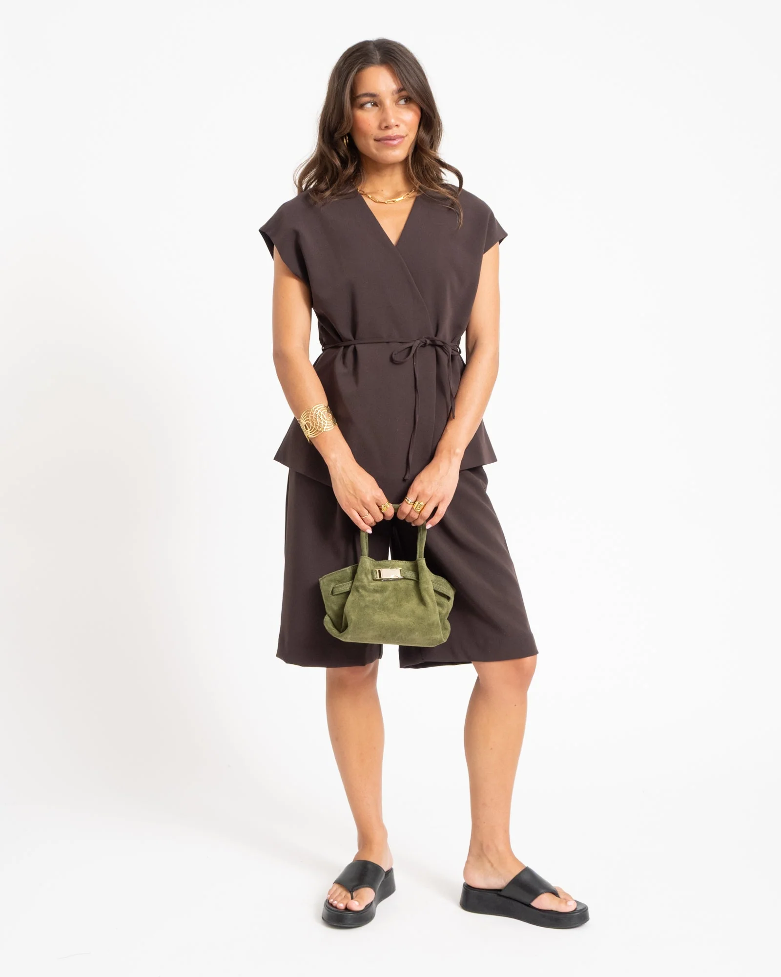 Leonie Belted Slouchy Bag Groen - Image 2
