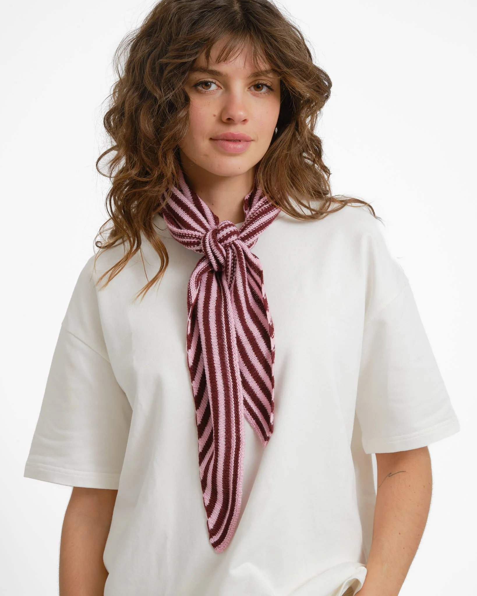 Sjaal Kaia Stripe Bordeaux - Image 2