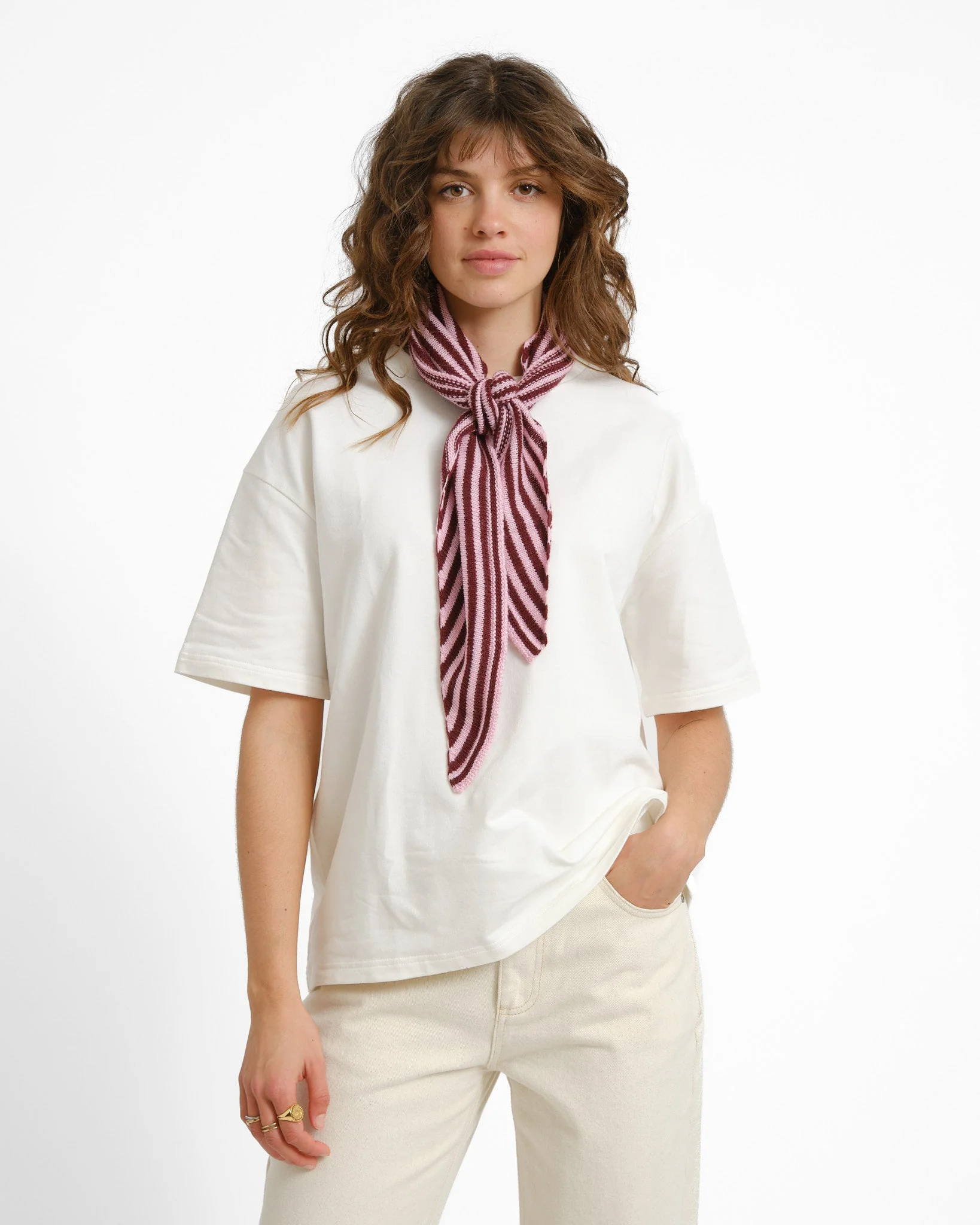 Sjaal Kaia Stripe Bordeaux - Image 3
