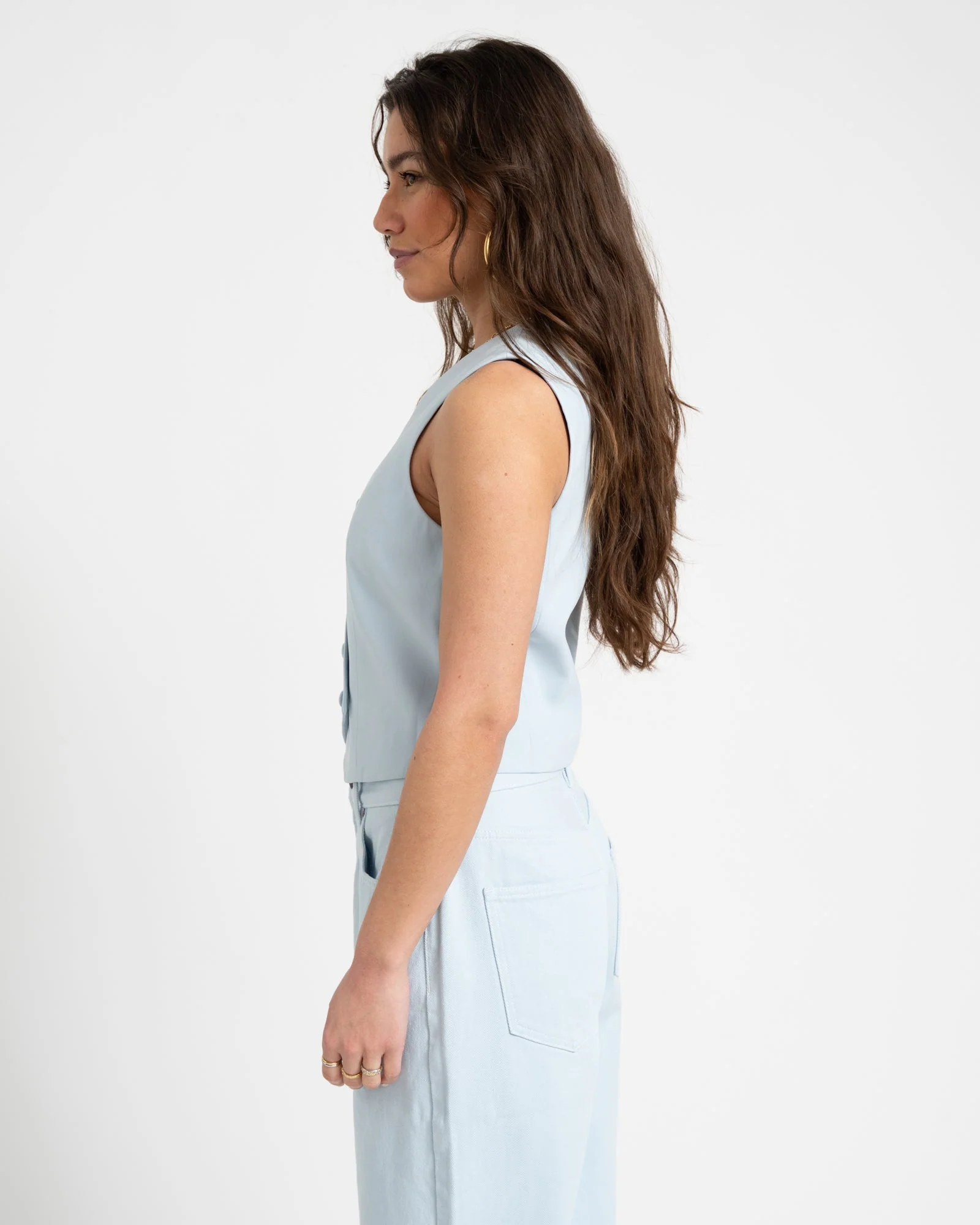 TILTIL Asym Viscose Gilet Light Blue - Image 4