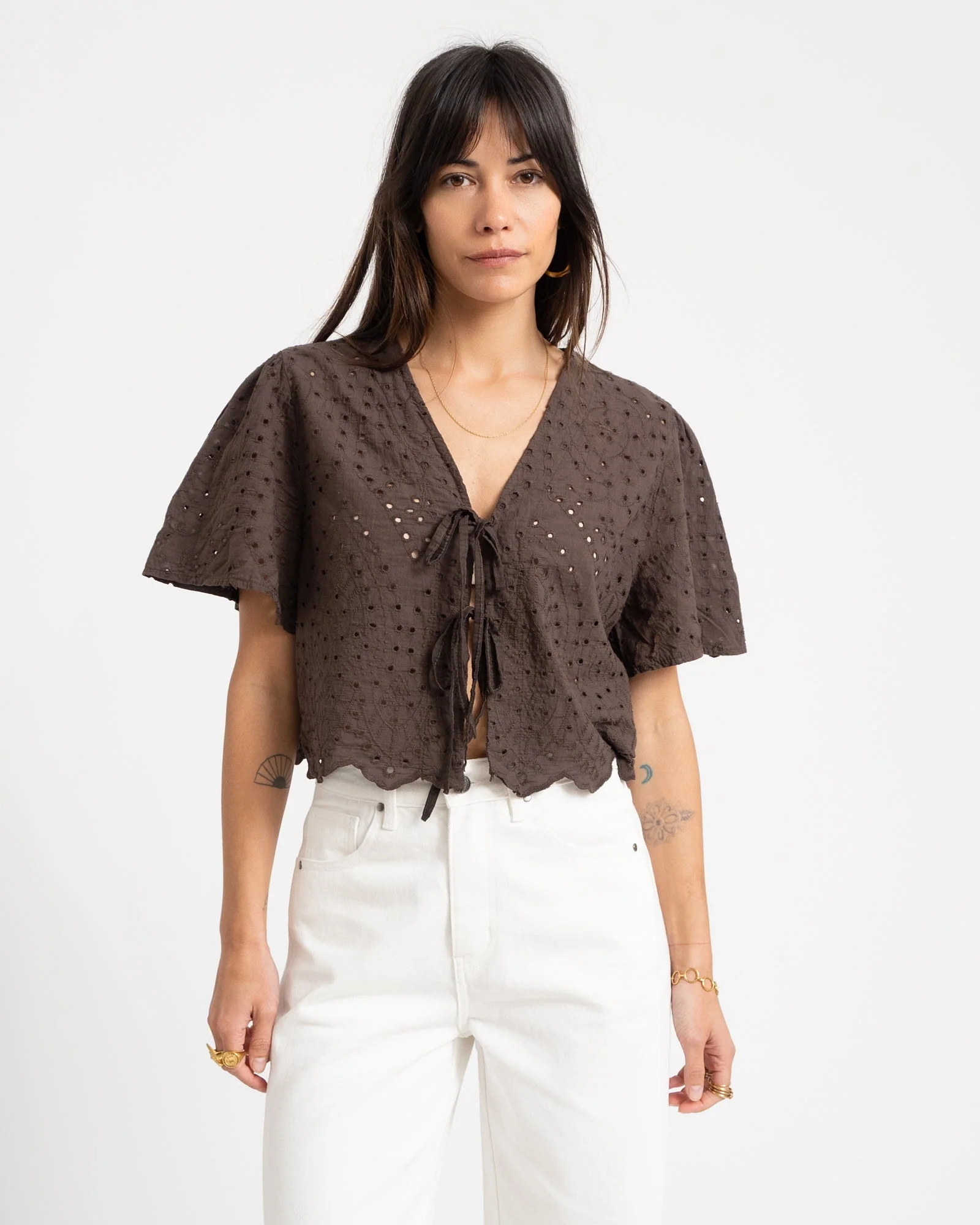 TILTIL Birke Top Embroidery Brown - Image 3