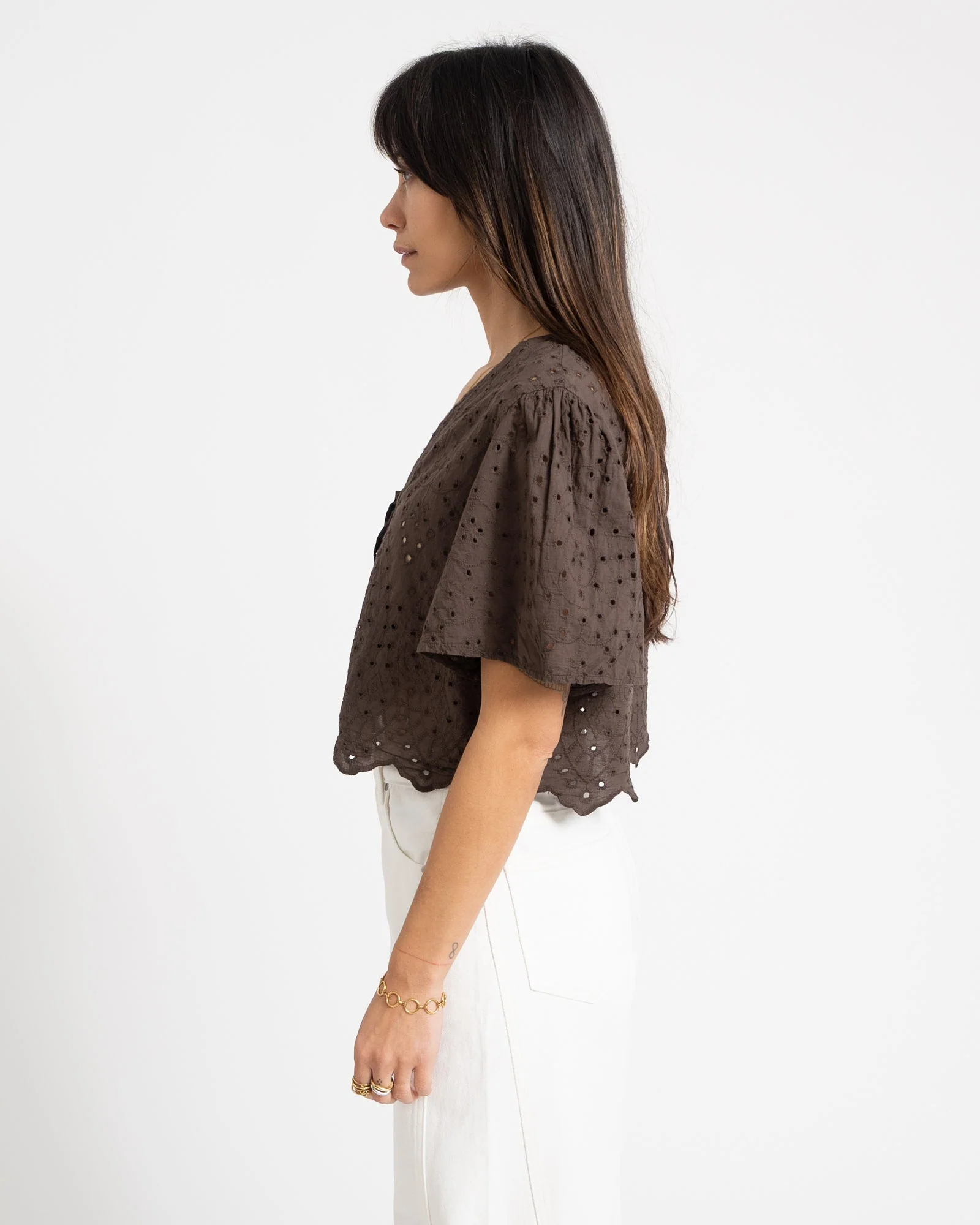 TILTIL Birke Top Embroidery Brown - Image 4