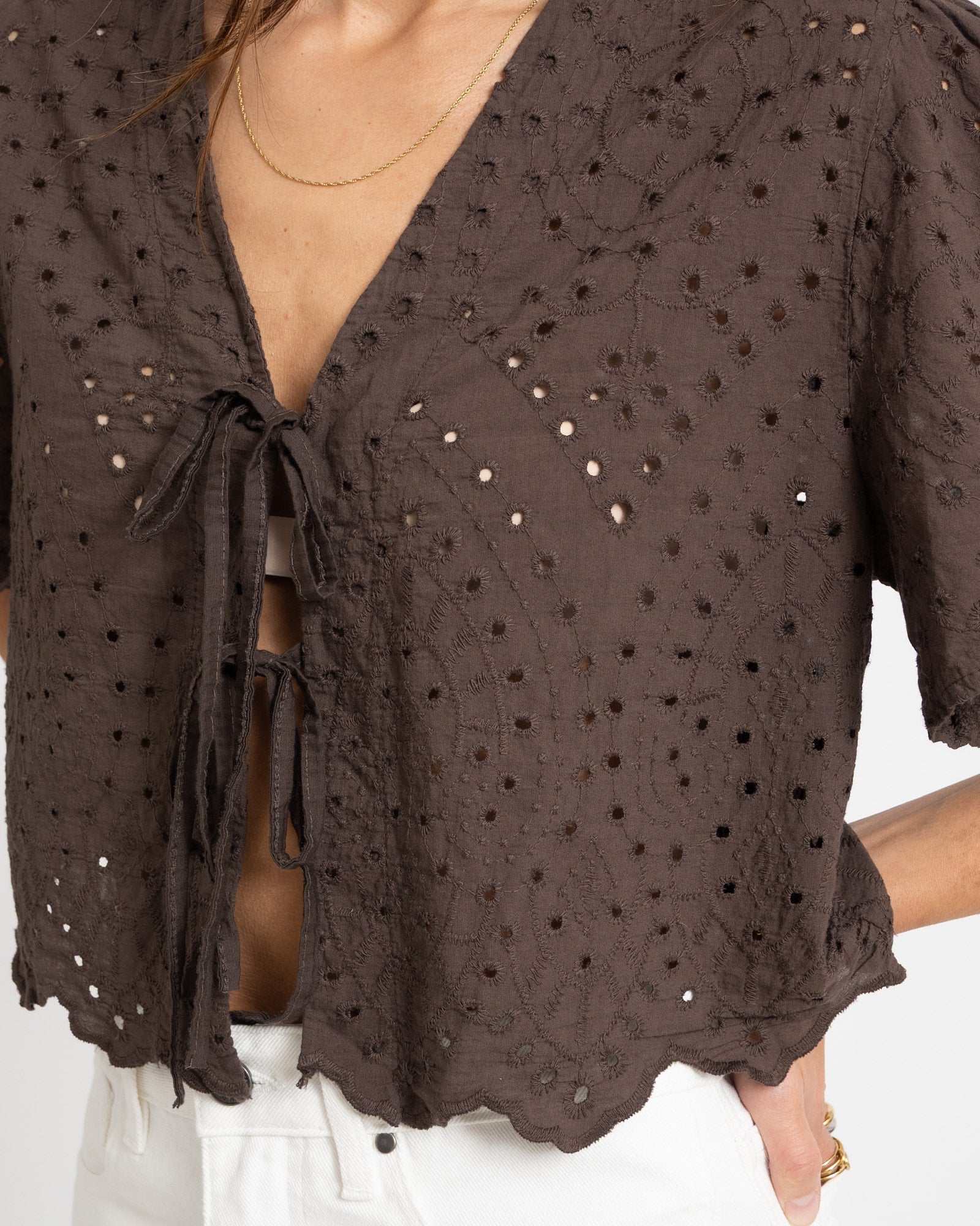 TILTIL Birke Top Embroidery Brown - Image 6