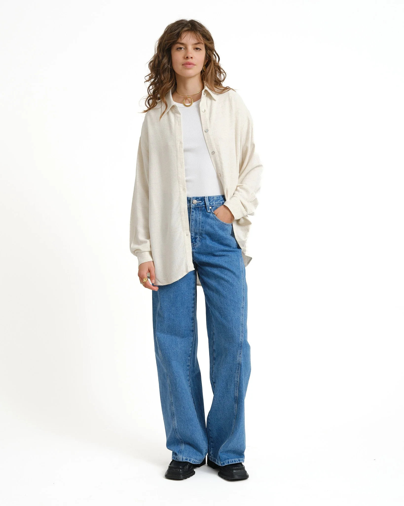 TILTIL Britt Linen Blouse Beige - Image 2