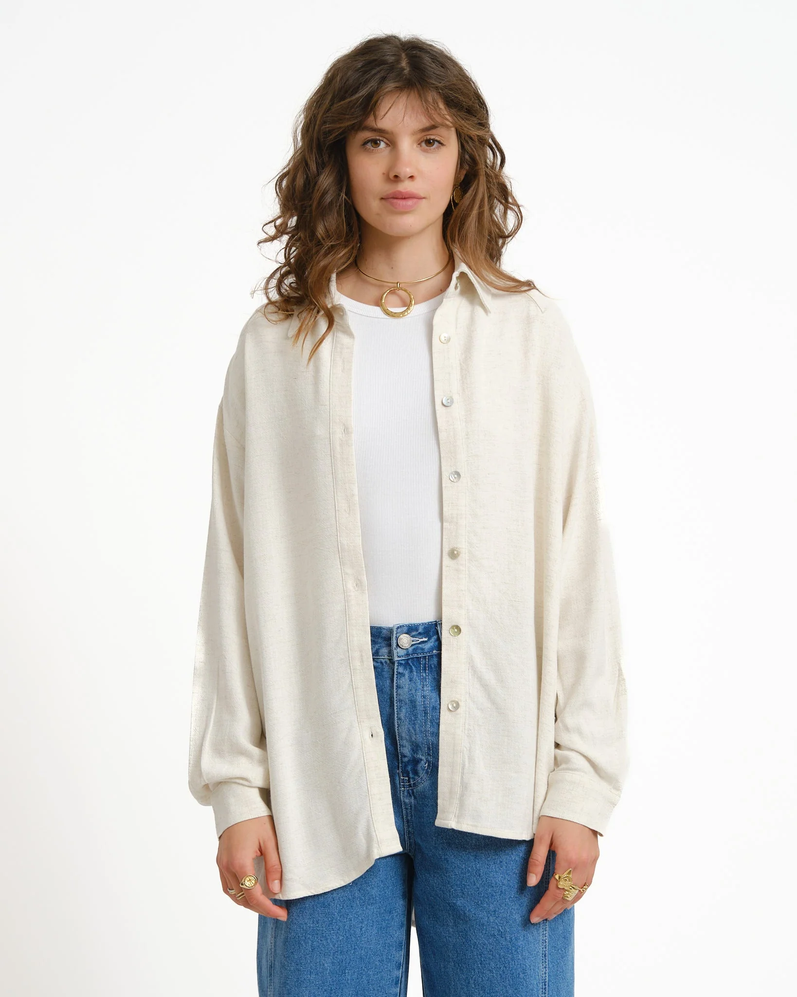 TILTIL Britt Linen Blouse Beige - Image 3