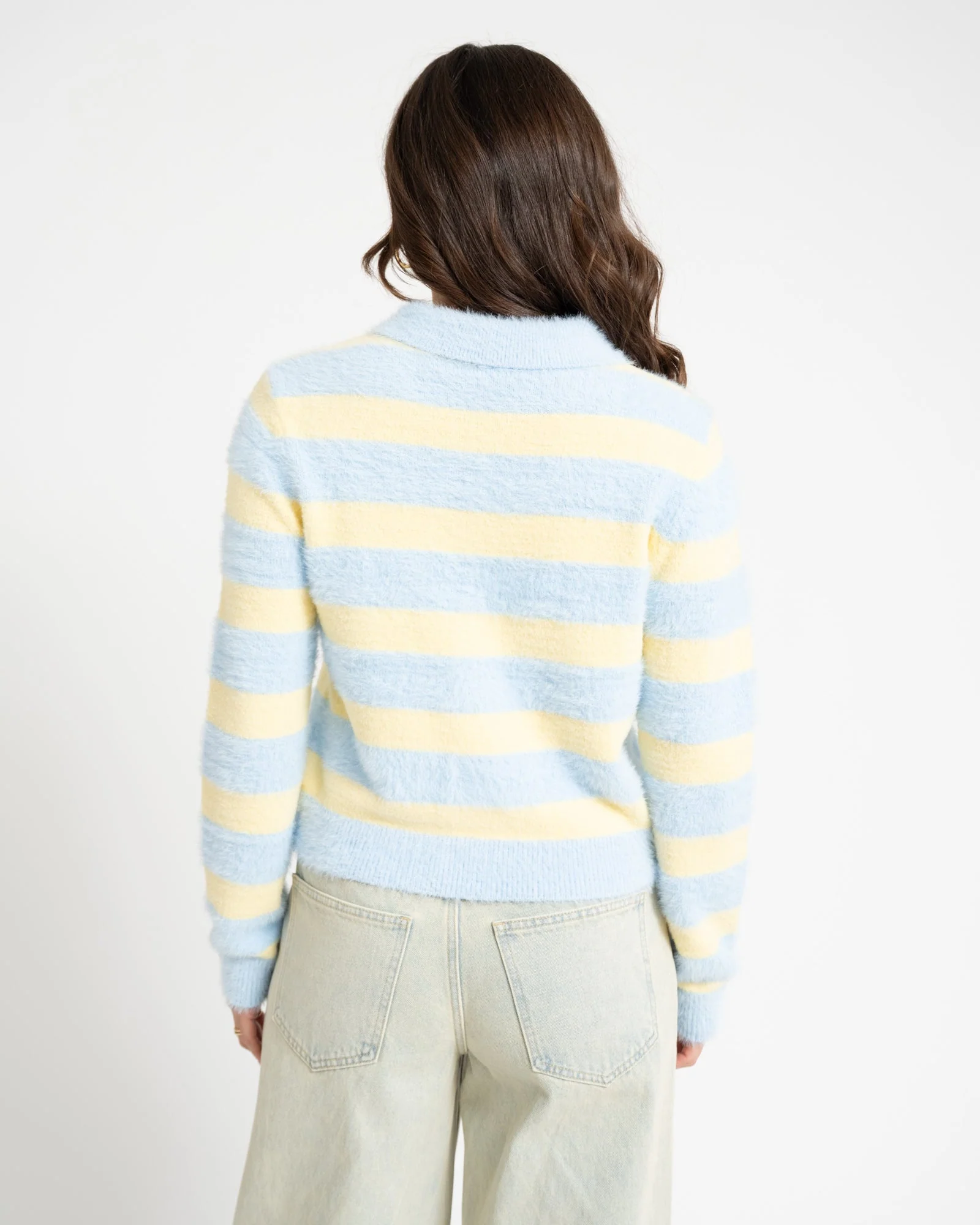 TILTIL Cela Striped Polo Cardigan Yellow Blue - Image 5