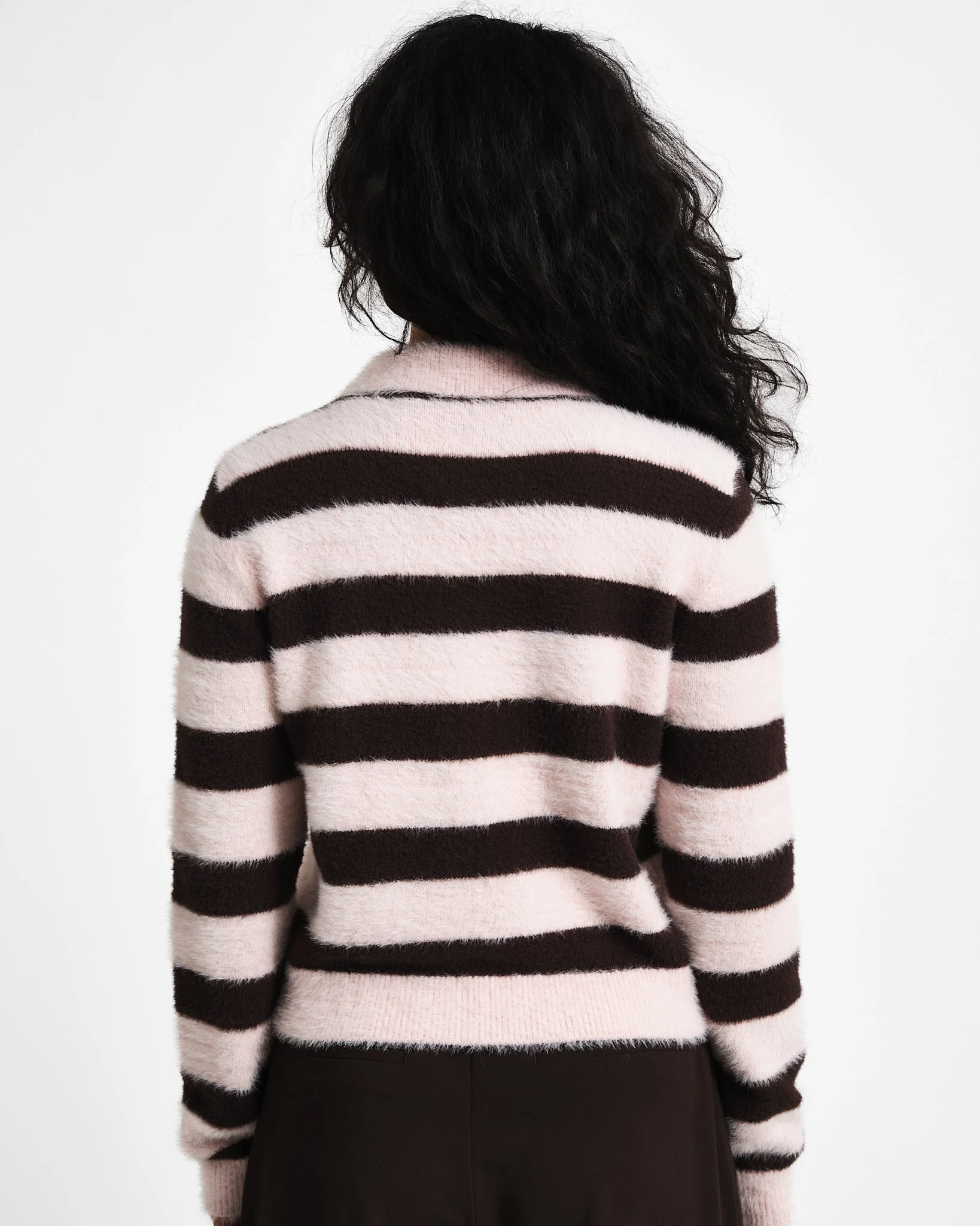 TILTIL Cela Striped Polo Cardigan Pink Brown - Image 7