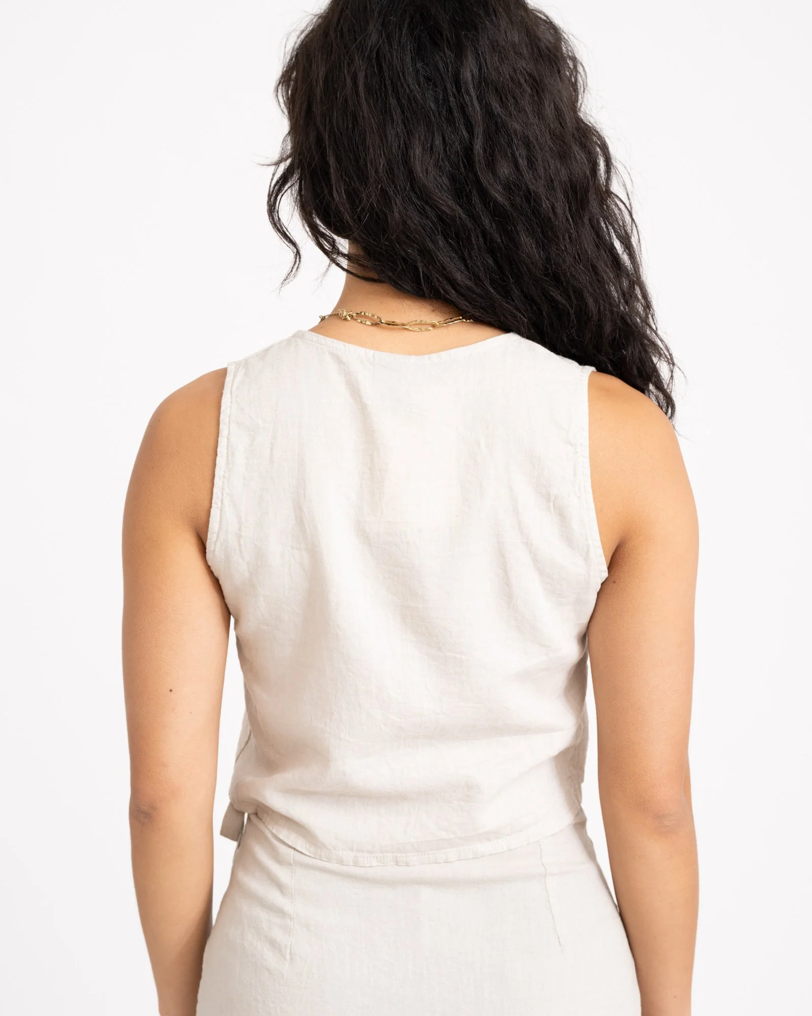 TILTIL Claire Linen Gilet Beige - Image 5