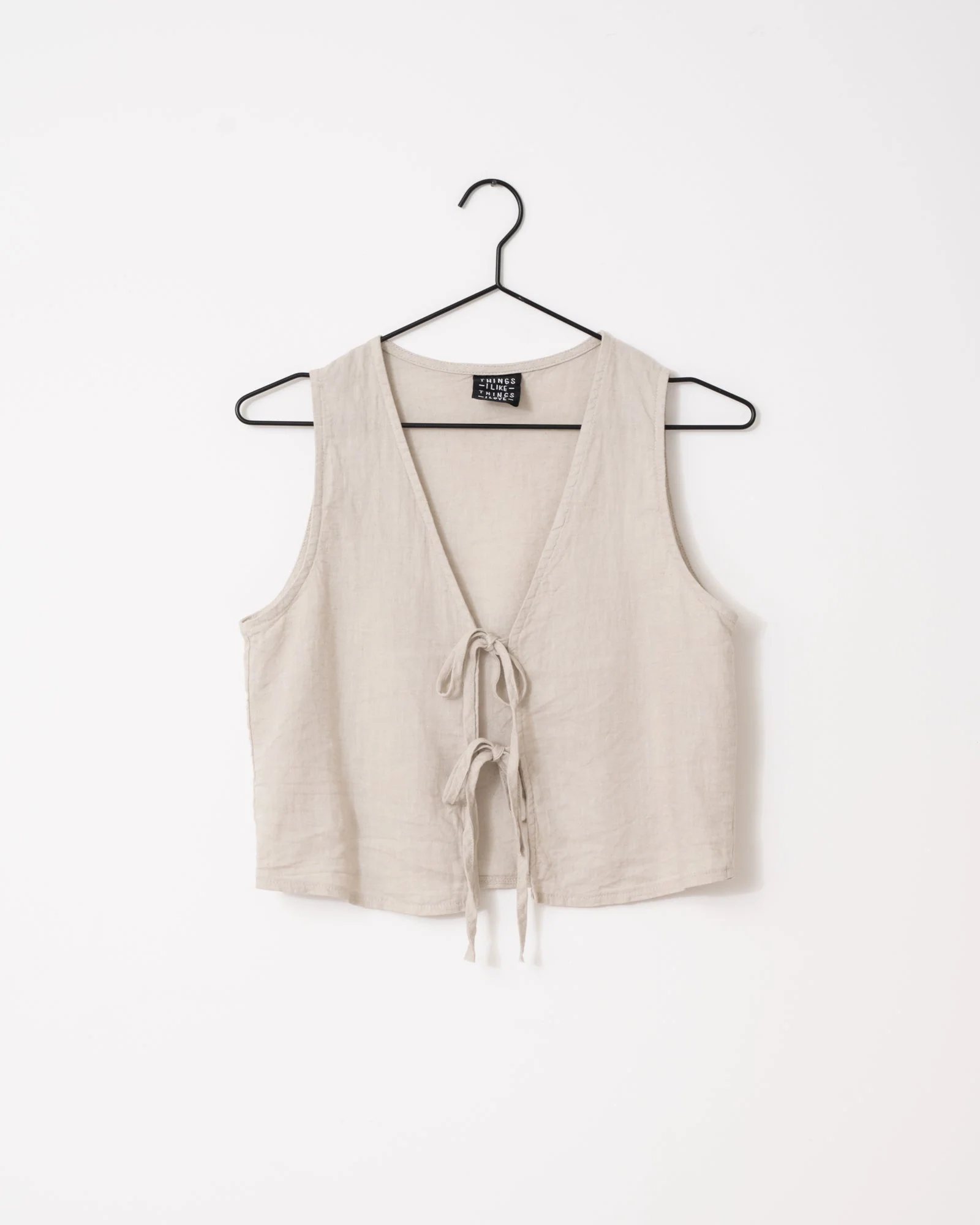 TILTIL Claire Linen Gilet Beige - Image 7