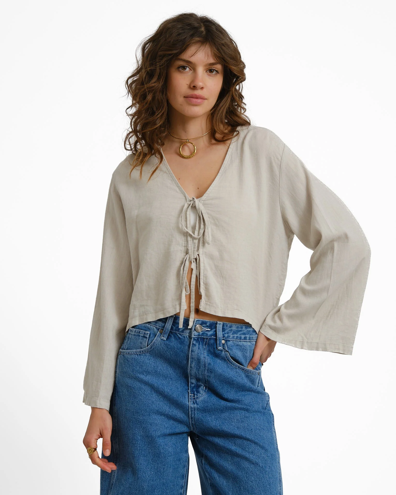 TILTIL Claire Linen Top Beige - Image 2