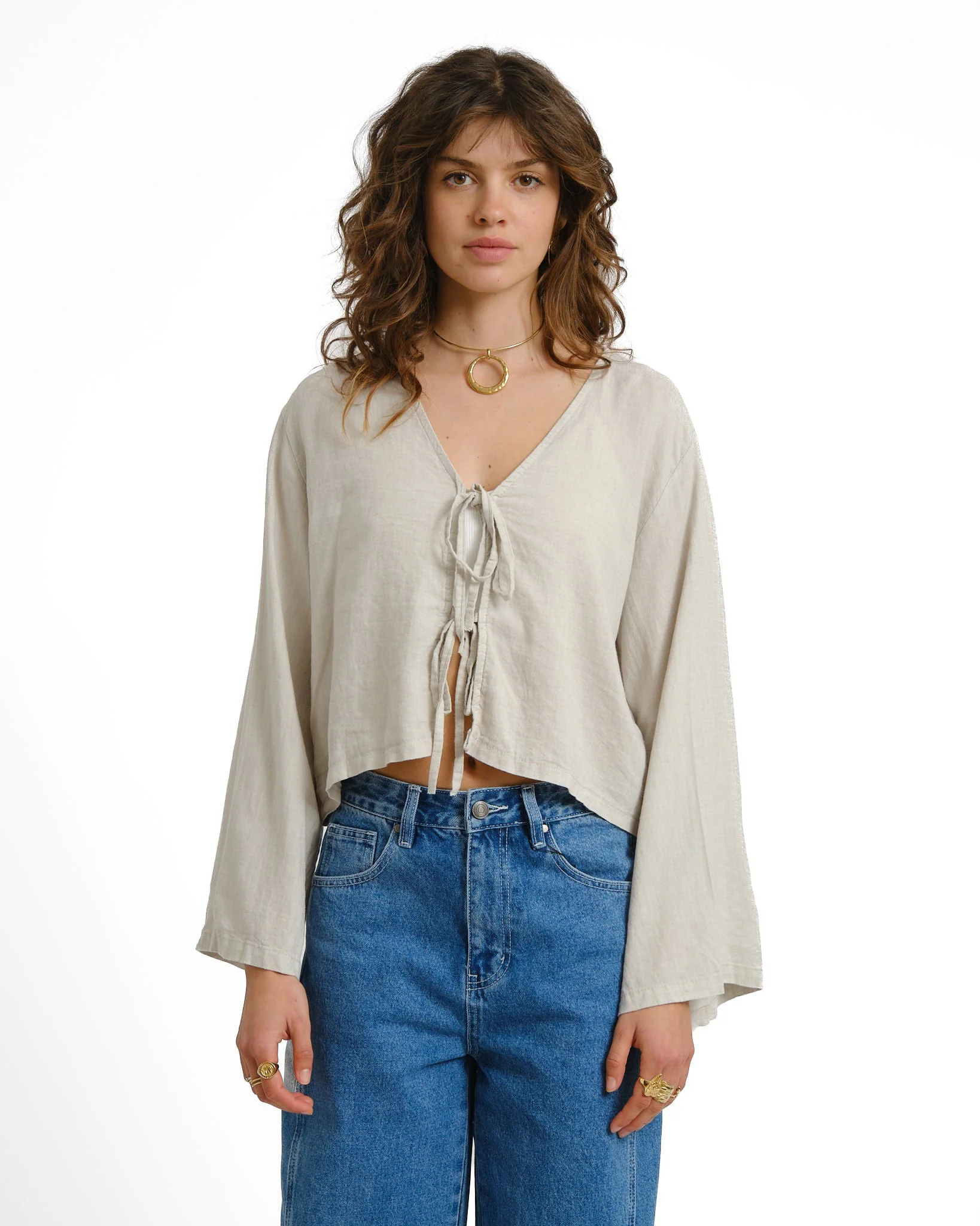 TILTIL Claire Linen Top Beige - Image 3