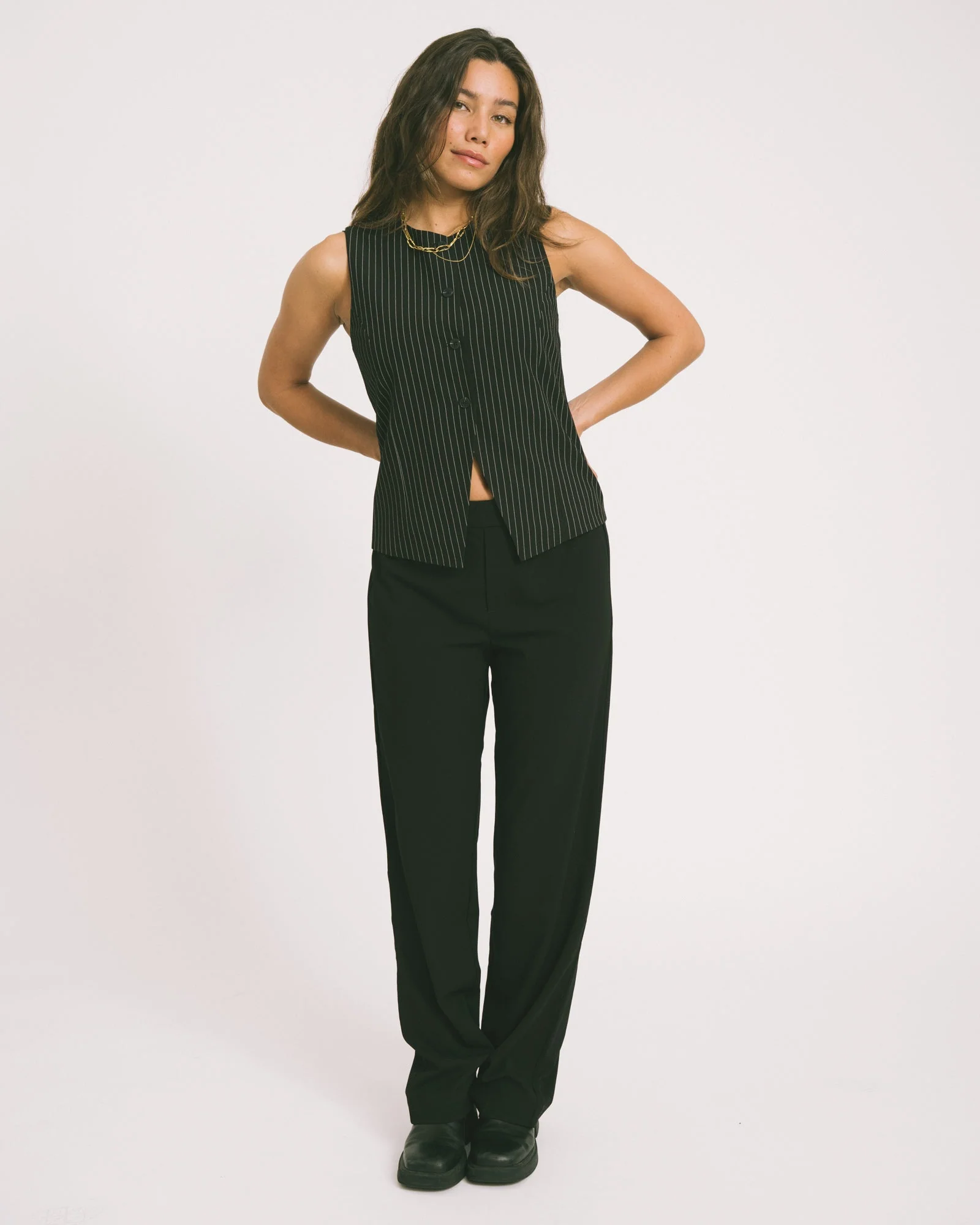 TILTIL Dana Gilet Black Pinstripe - Image 4