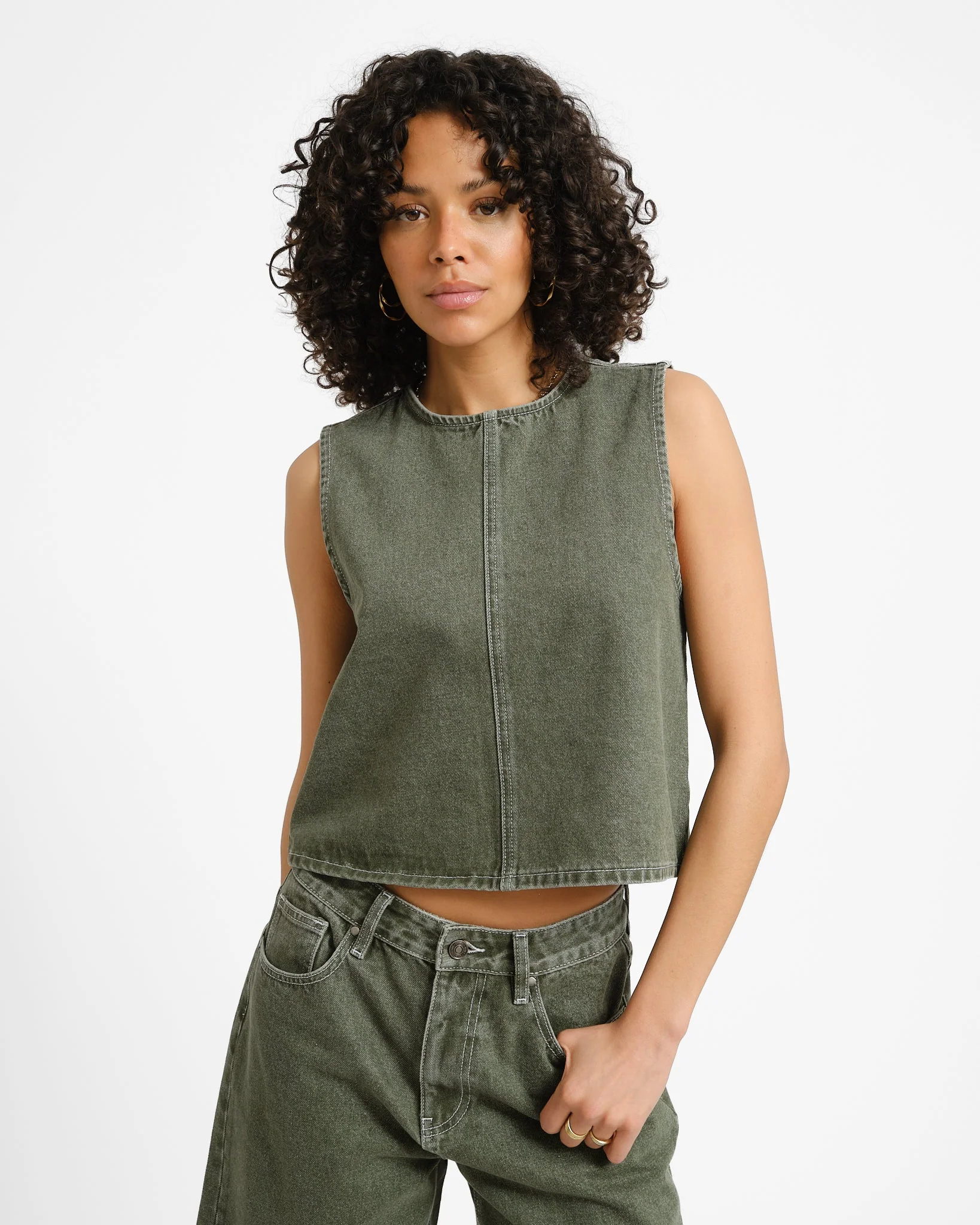 TILTIL Denim Ted Top Green - Image 3