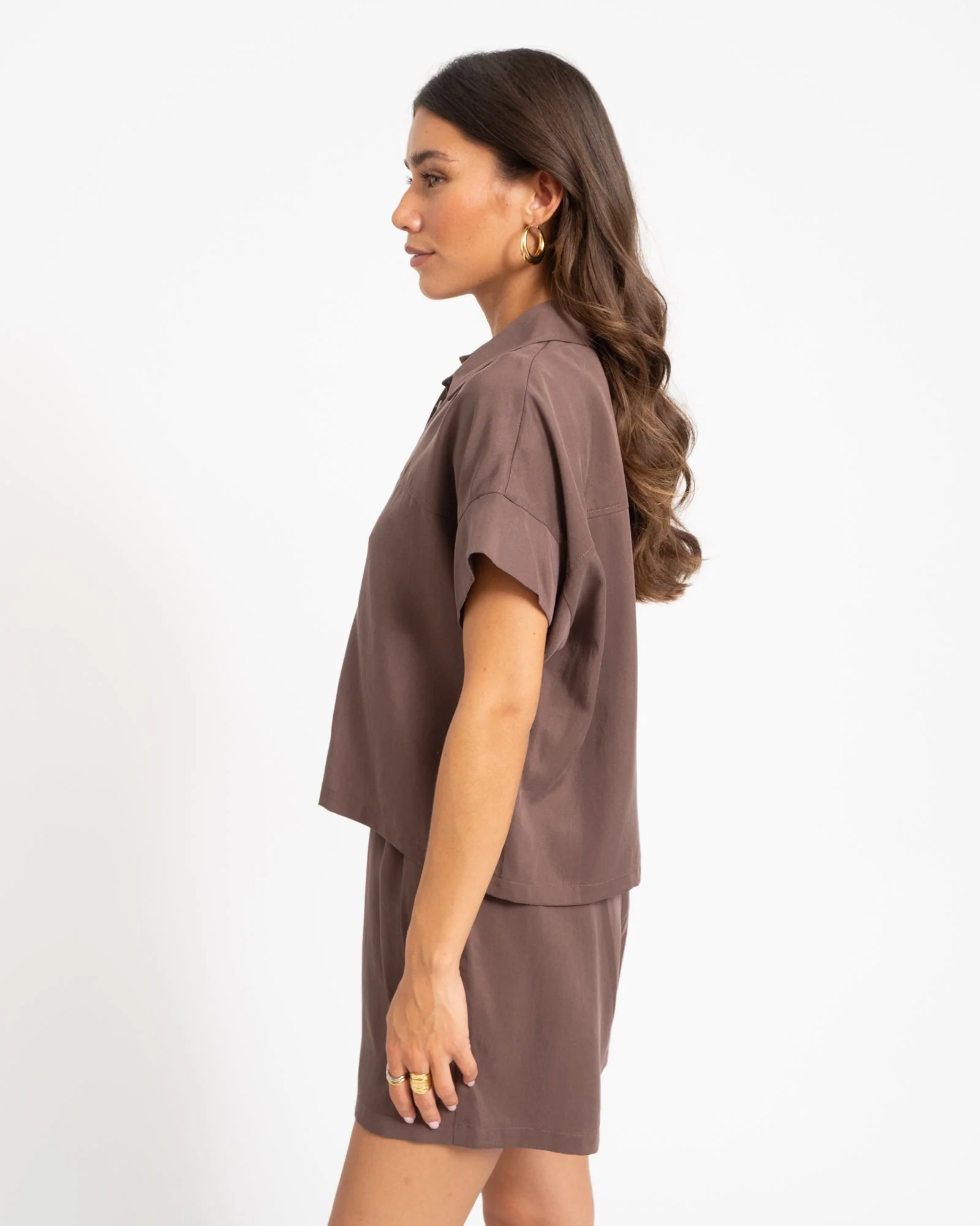 TILTIL Elin Short Sleeve Blouse Brown - Image 5
