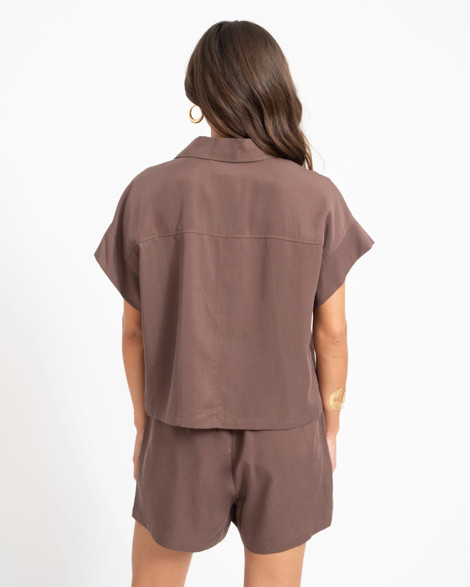 TILTIL Elin Short Sleeve Blouse Brown - Image 6