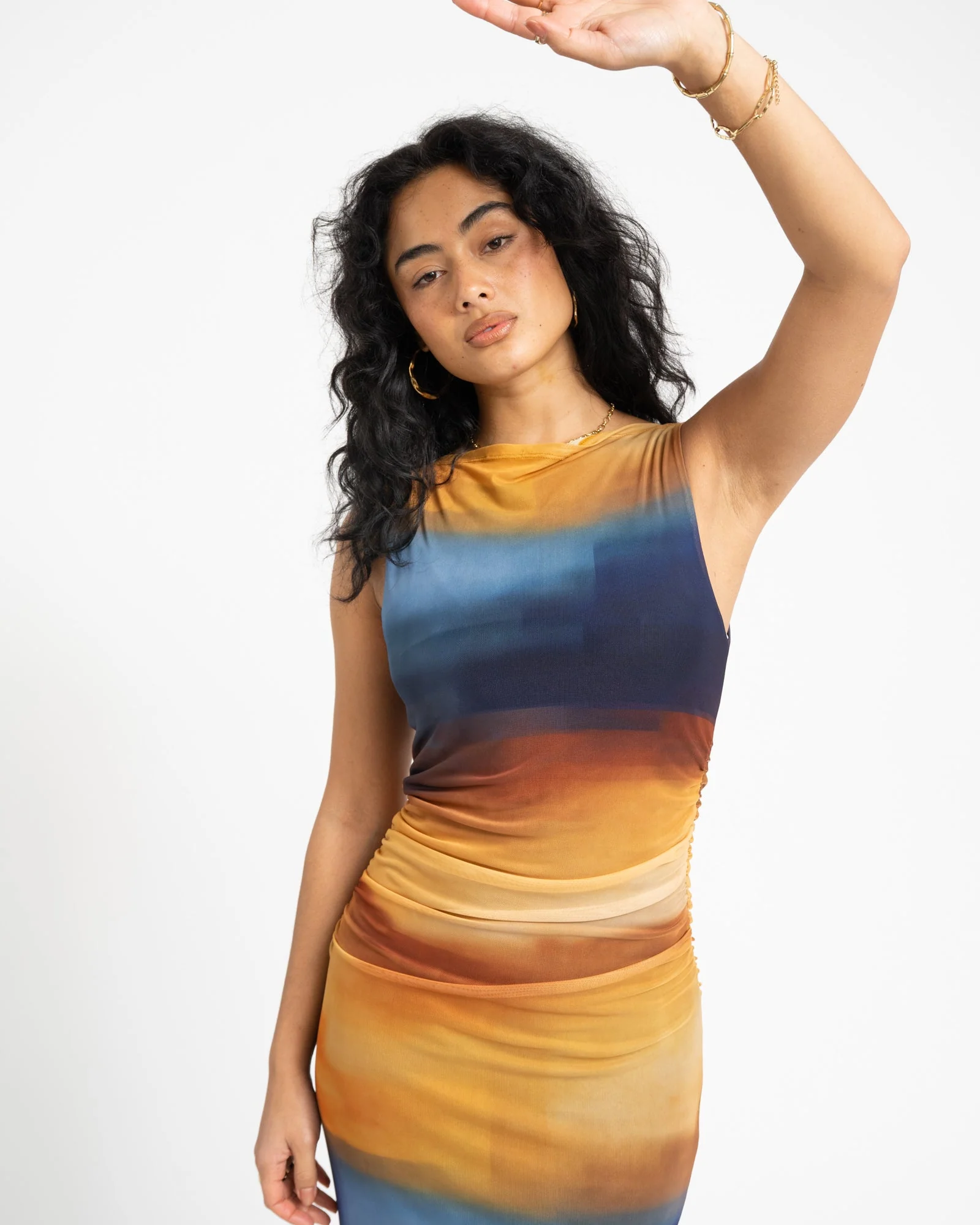 TILTIL Elina Maxi Mesh Dress Sunset - Image 3