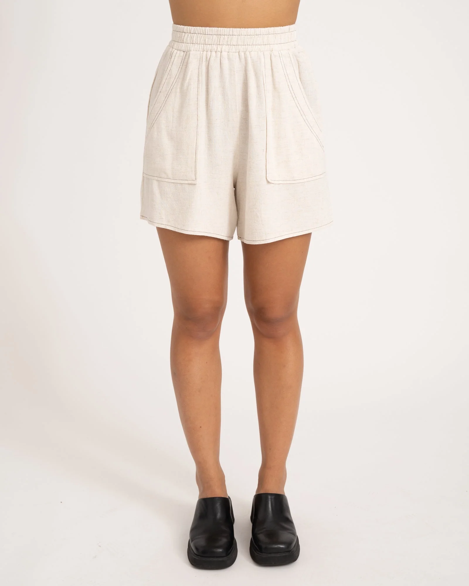 TILTIL Elli Short Linen Melange Beige Seam - Image 2