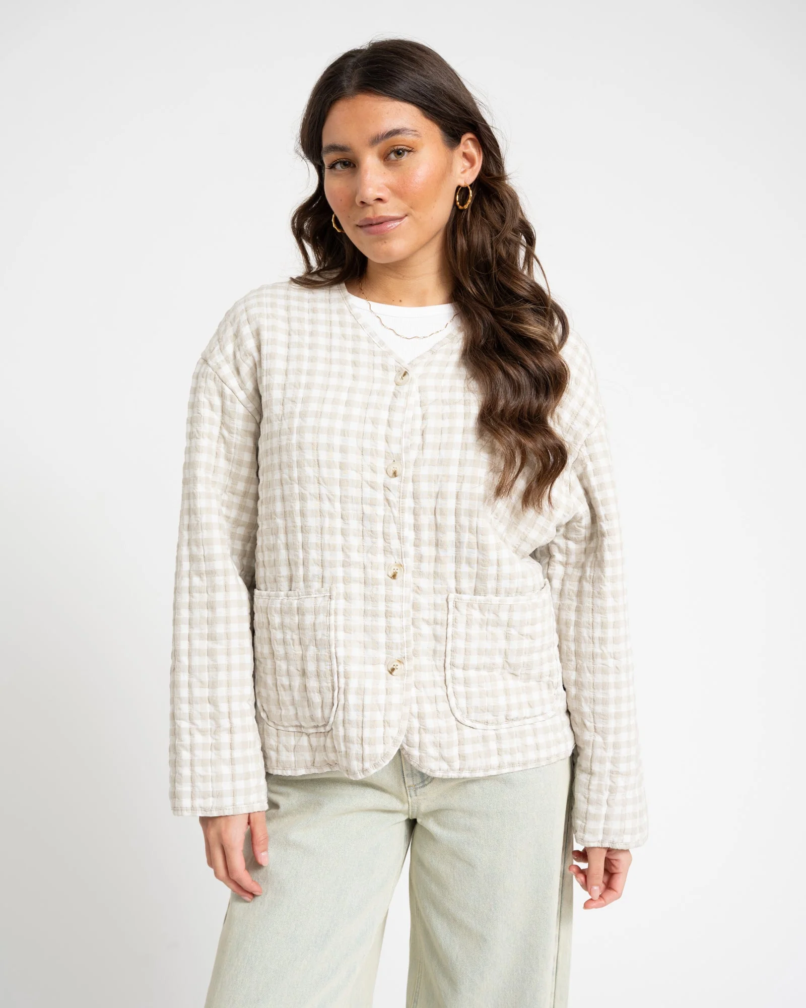 TILTIL Eva Jacket Checked Sand - Image 3