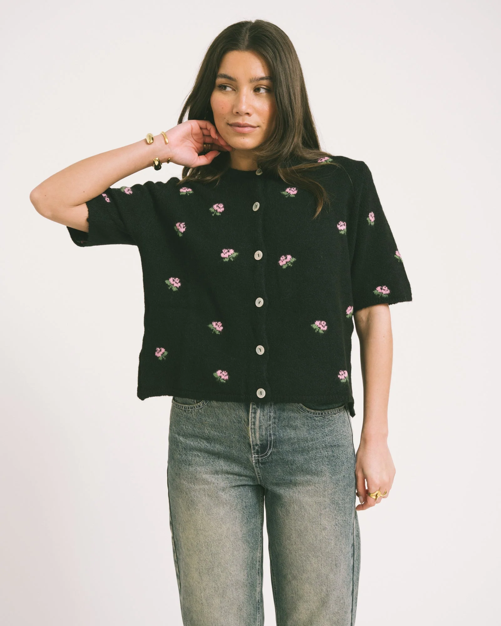 TILTIL Flower Knit Black One Size
