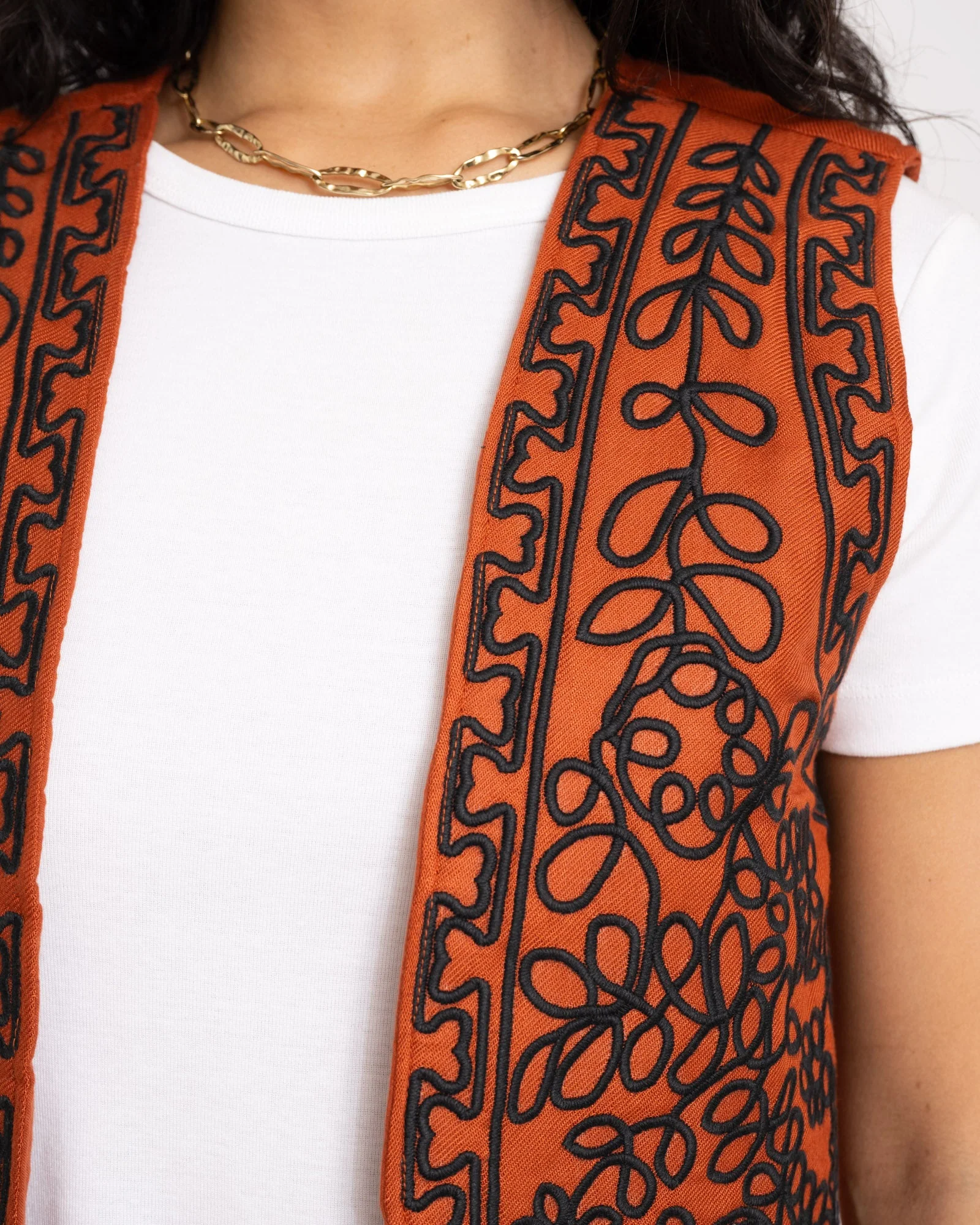 TILTIL Gigi Emboidered Gilet Bright Rust - Image 4