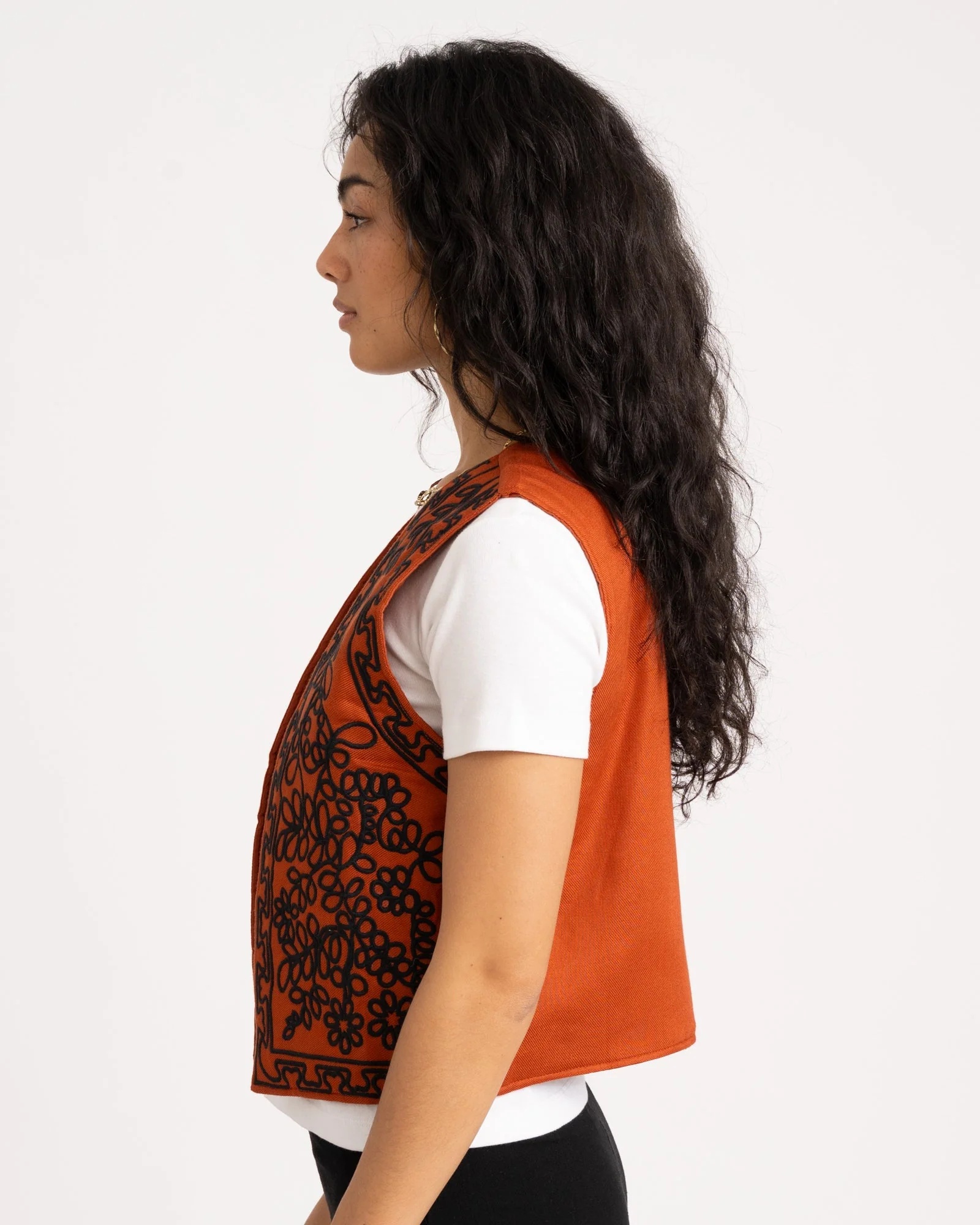 TILTIL Gigi Emboidered Gilet Bright Rust - Image 5