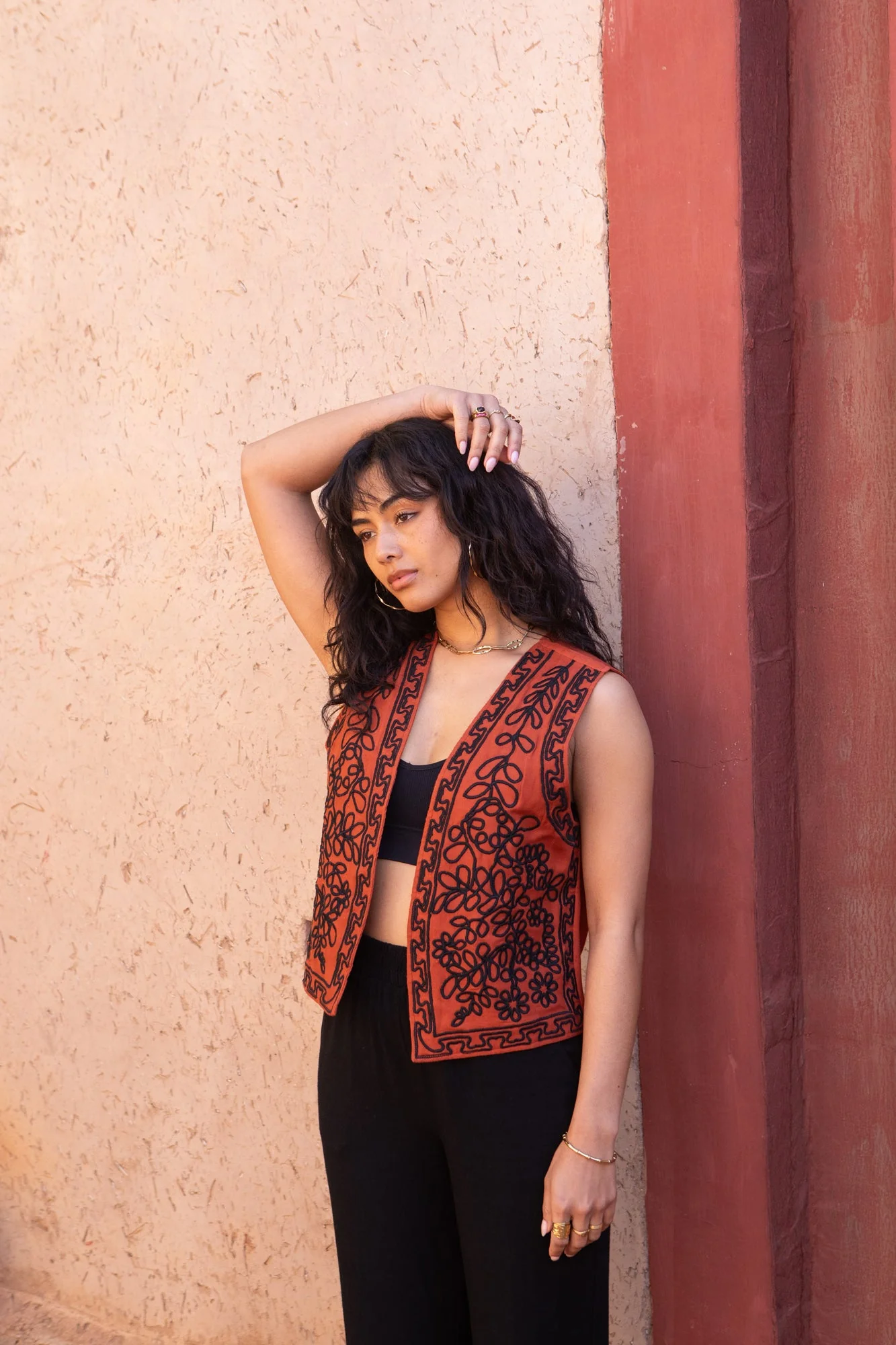 TILTIL Gigi Emboidered Gilet Bright Rust - Image 7