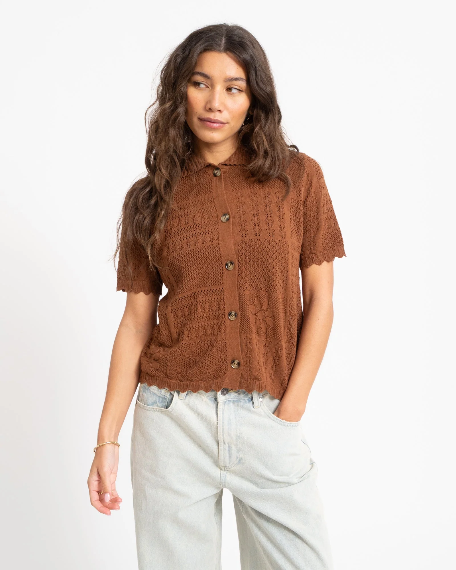 TILTIL Iza Crochet Top Brown