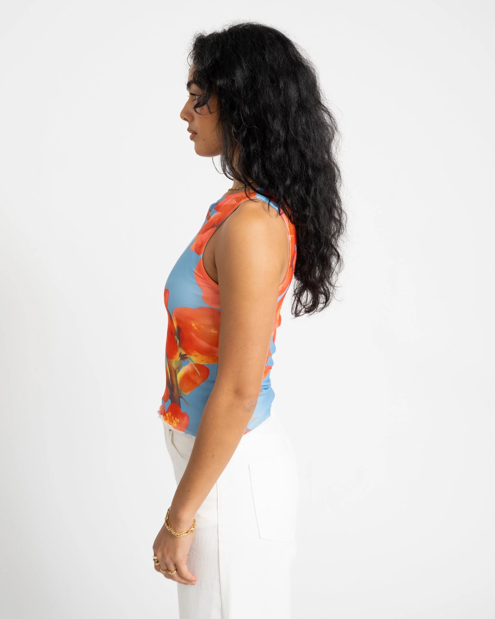 TILTIL Jente Floral Mesh Top Blue - Image 4