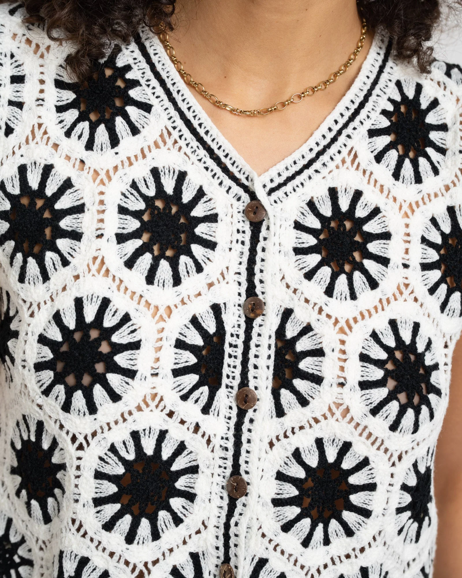 TILTIL Jillie Crochet Gilet Black - Image 6
