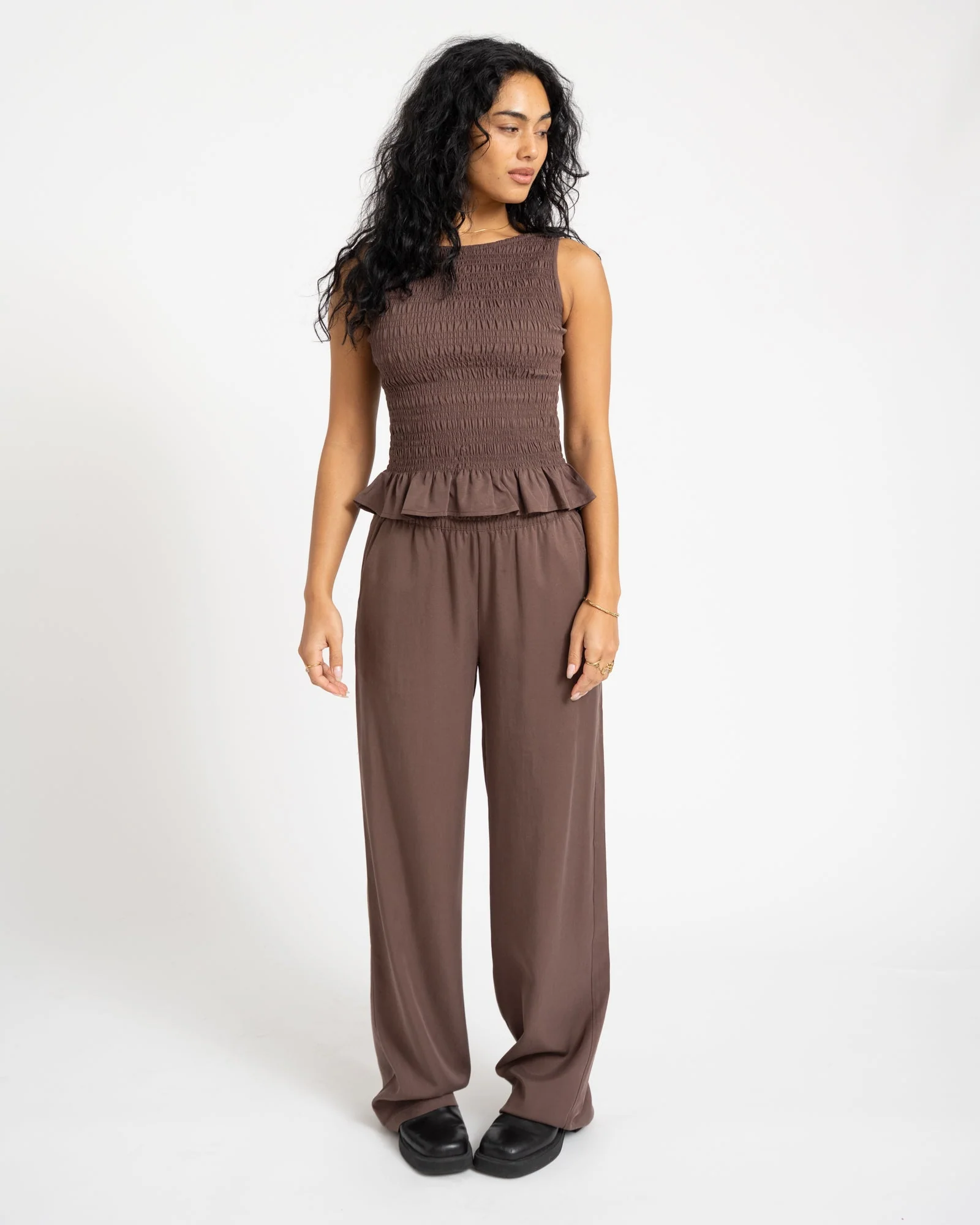 TILTIL Joyce Tencel Smock Top Brown - Image 2
