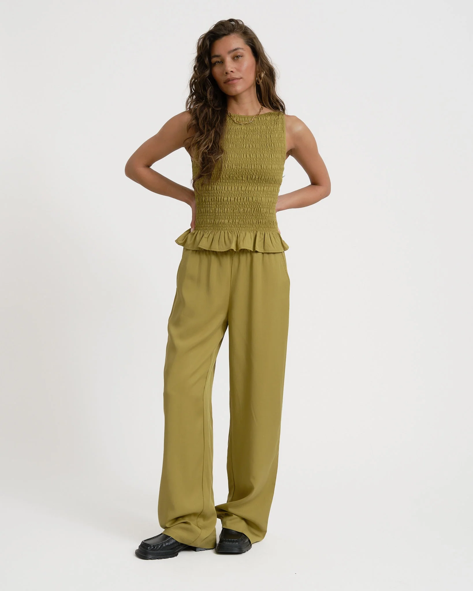 TILTIL Joyce Tencel Smock Top Moss Green - Image 4