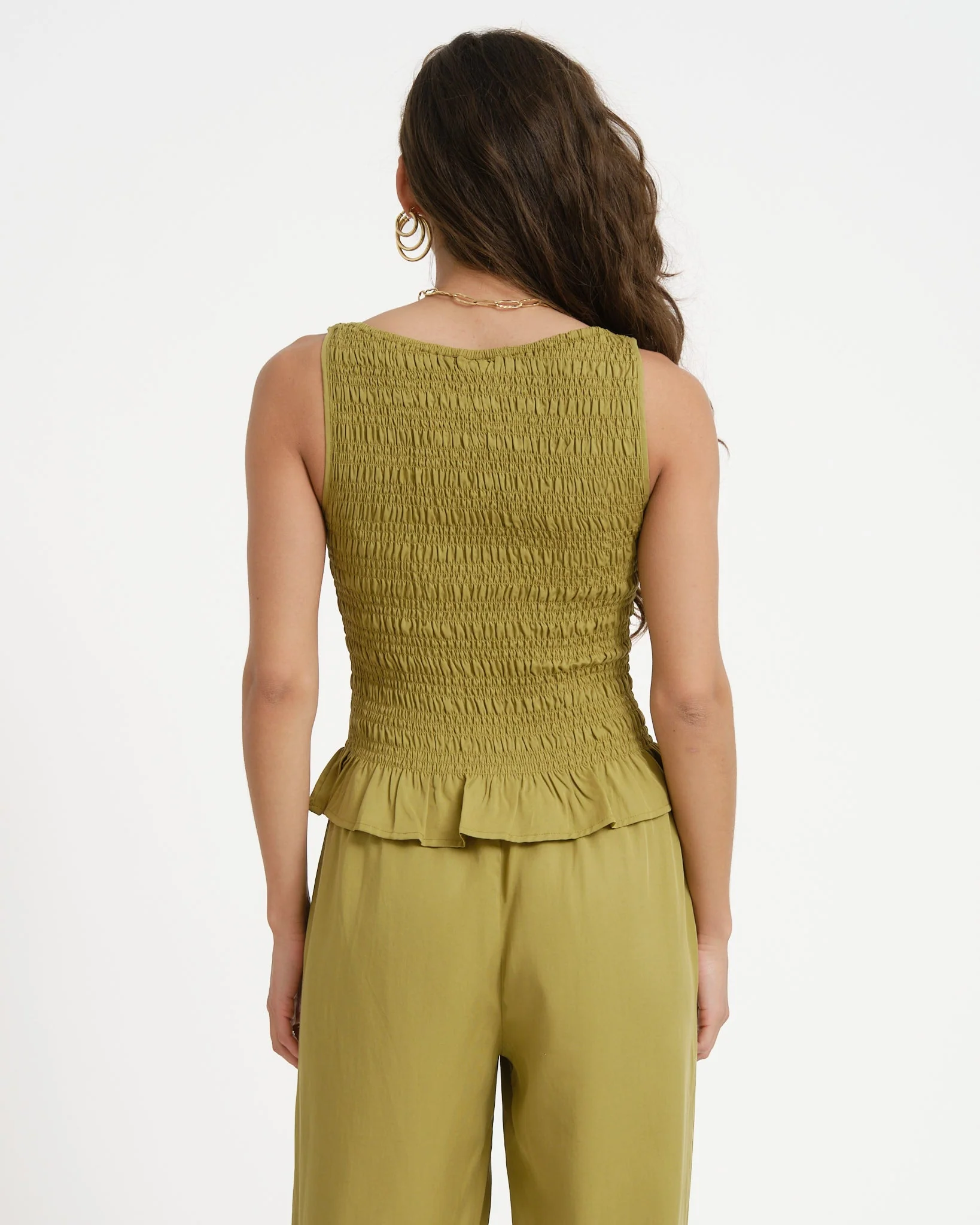 TILTIL Joyce Tencel Smock Top Moss Green - Image 7