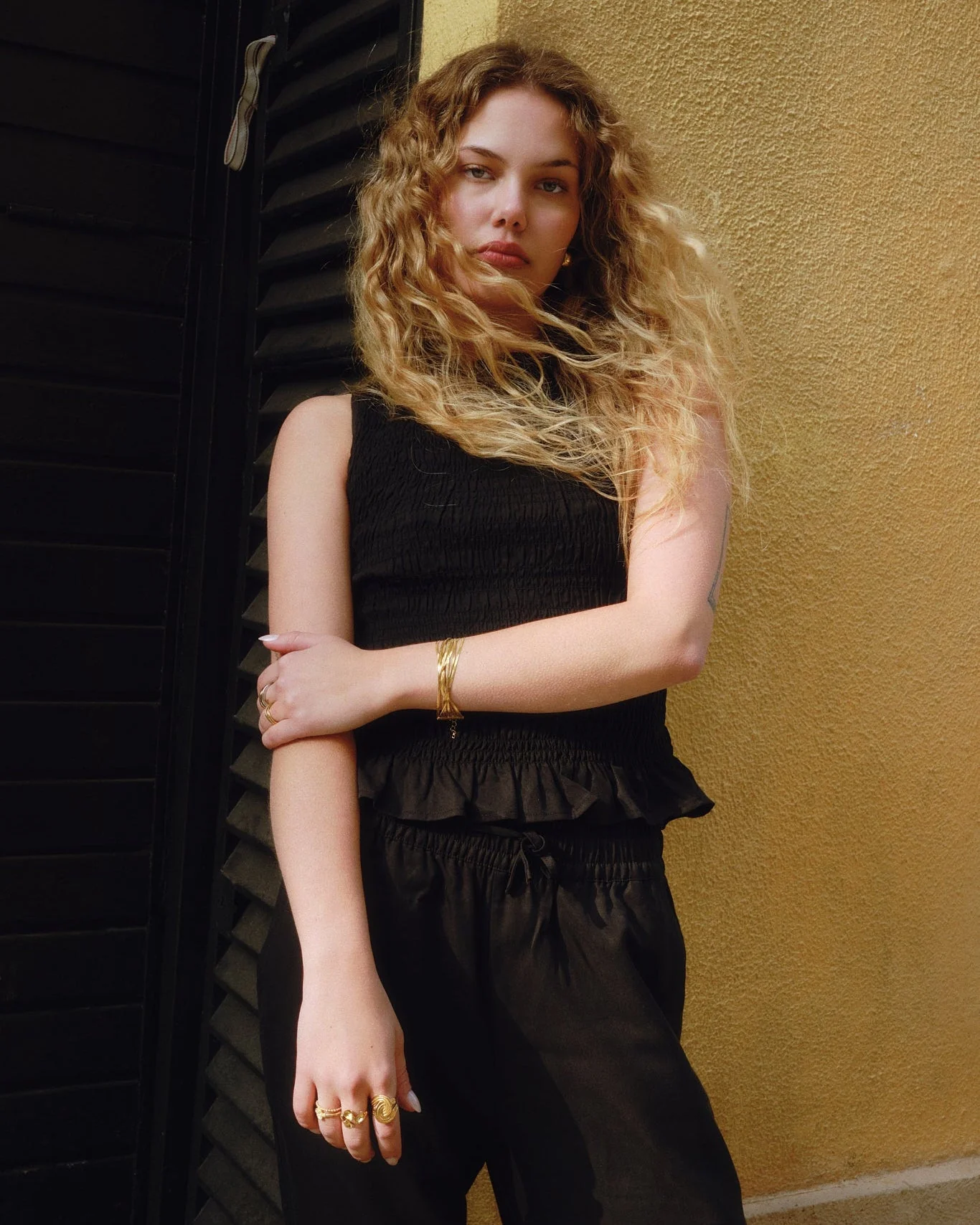 TILTIL Joyce Tencel Smock Top Black