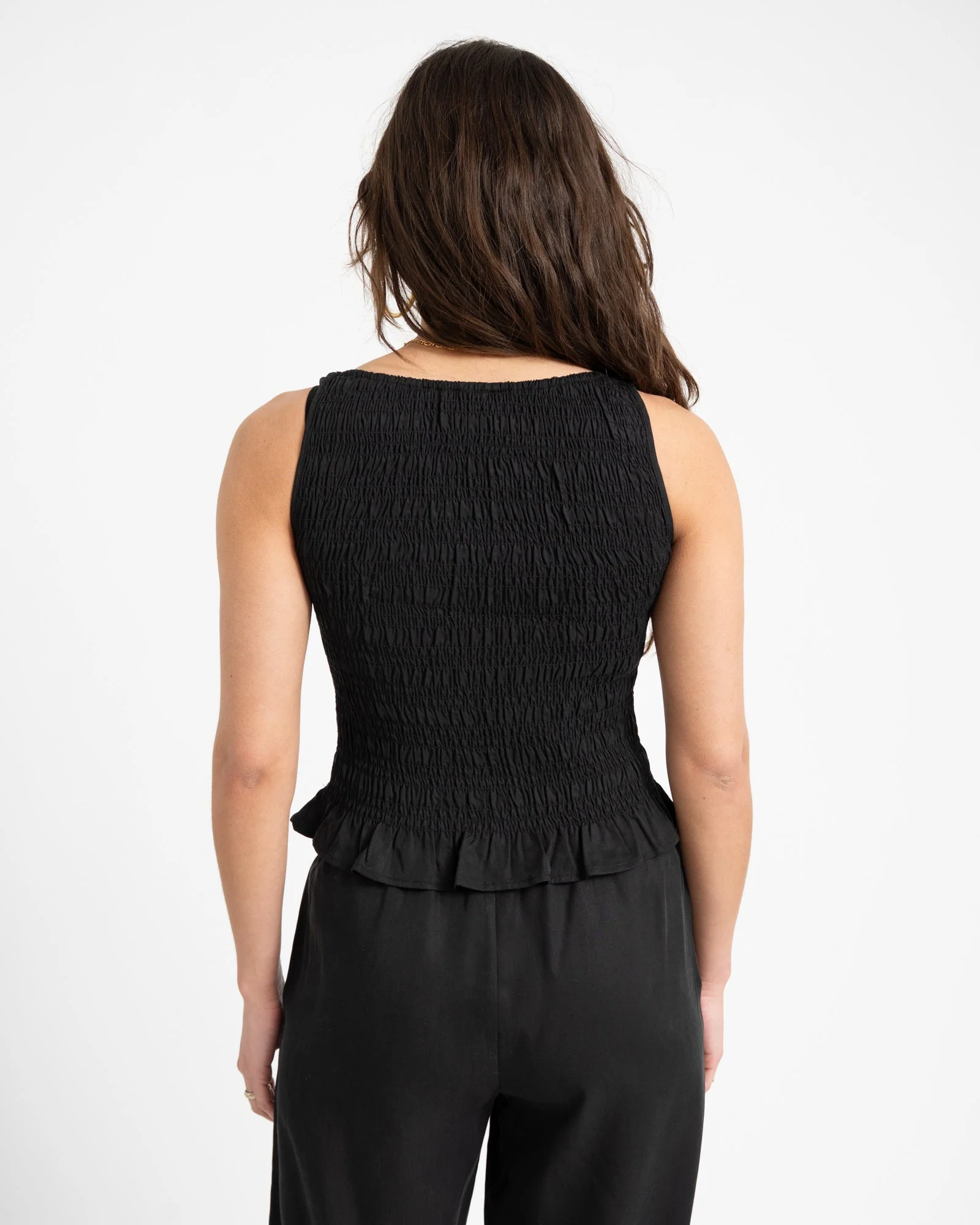TILTIL Joyce Tencel Smock Top Black - Image 7