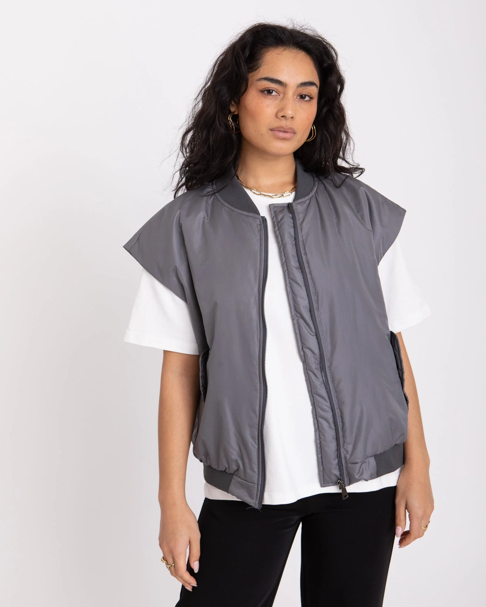 TILTIL Lois Bomber Gilet Grey - Image 3
