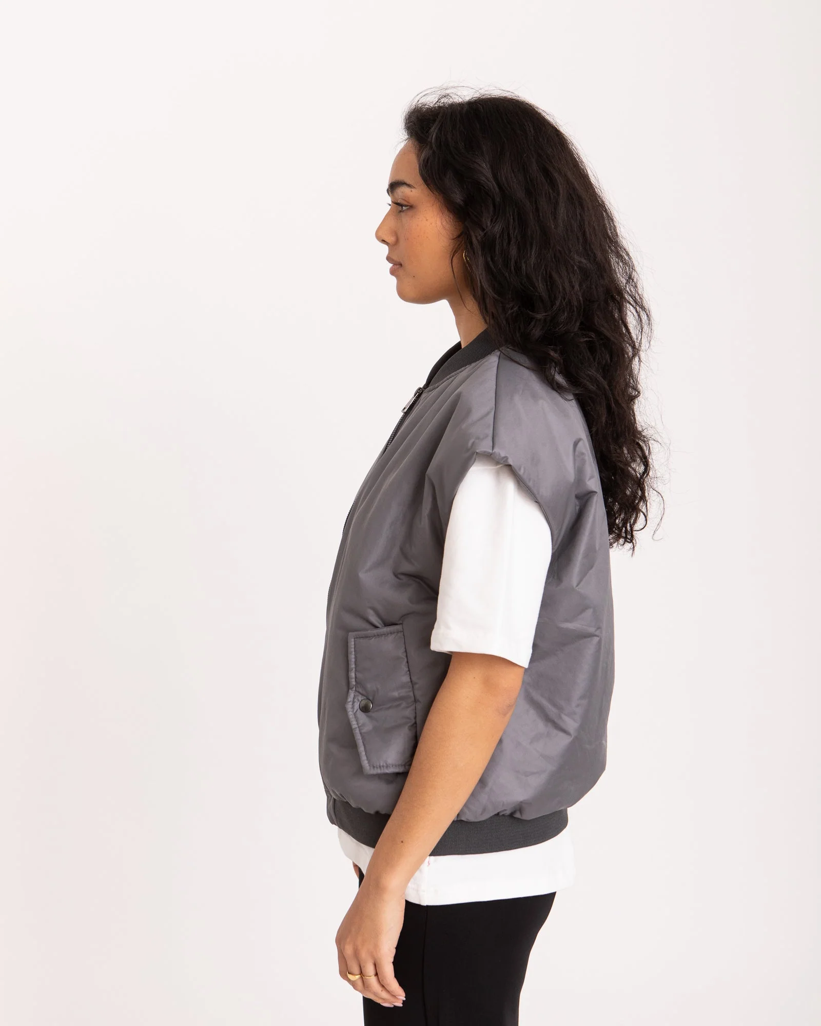 TILTIL Lois Bomber Gilet Grey - Image 4