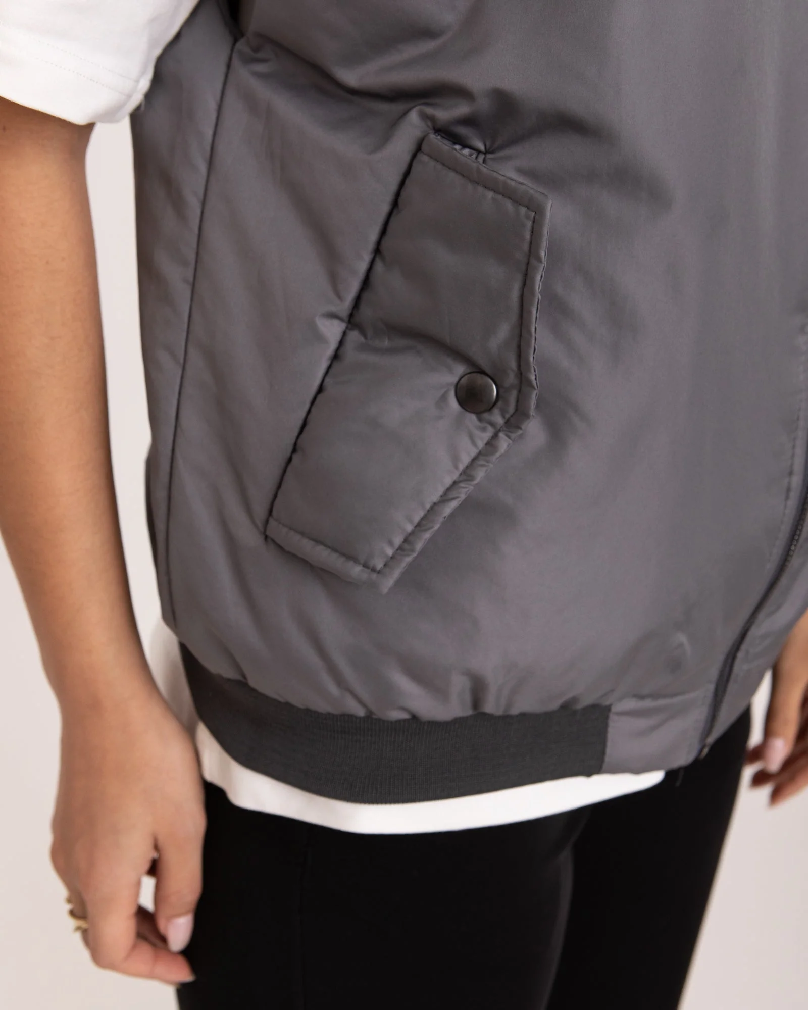 TILTIL Lois Bomber Gilet Grey - Image 6