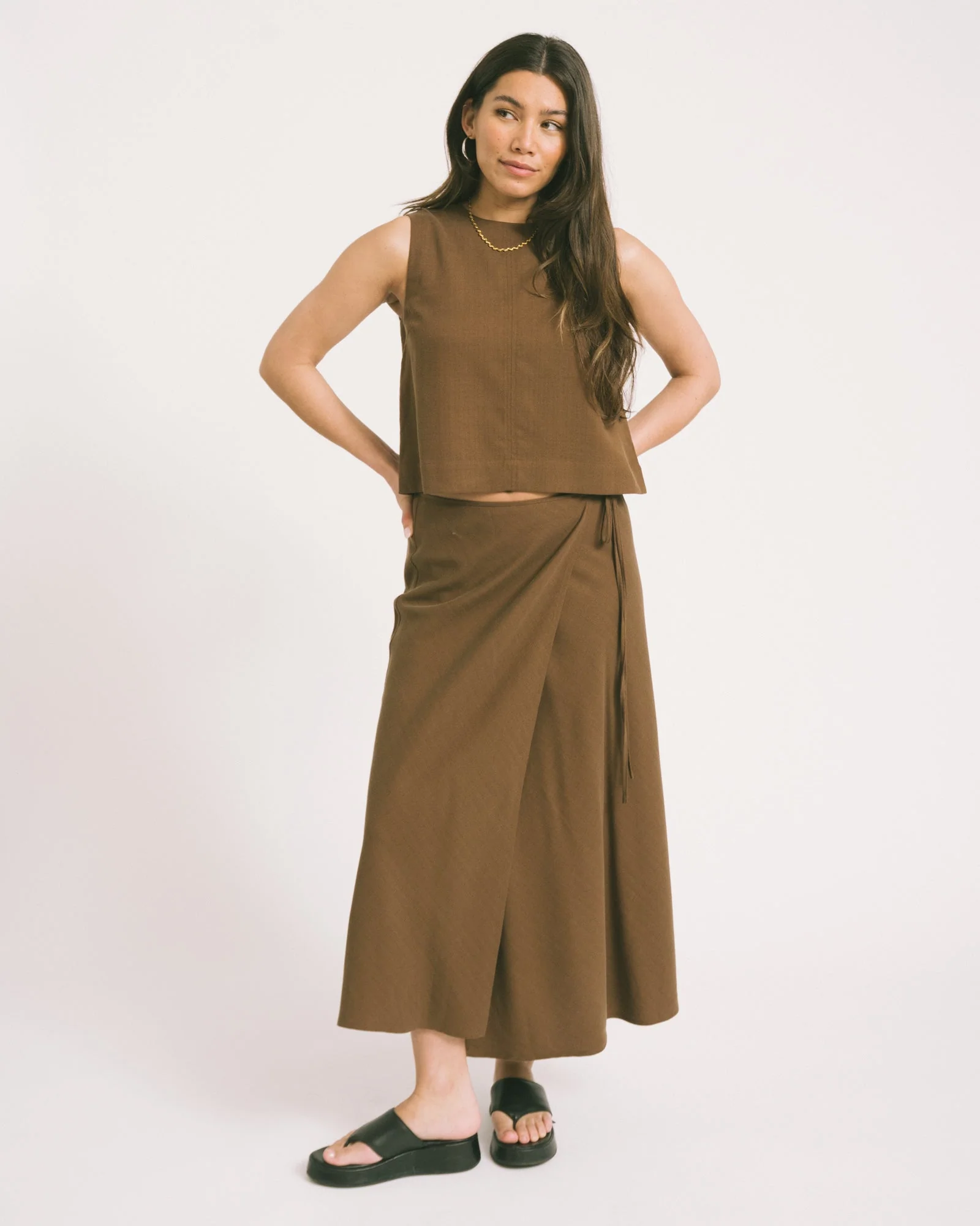 TILTIL Loma Wrap Skirt Brown - Image 4