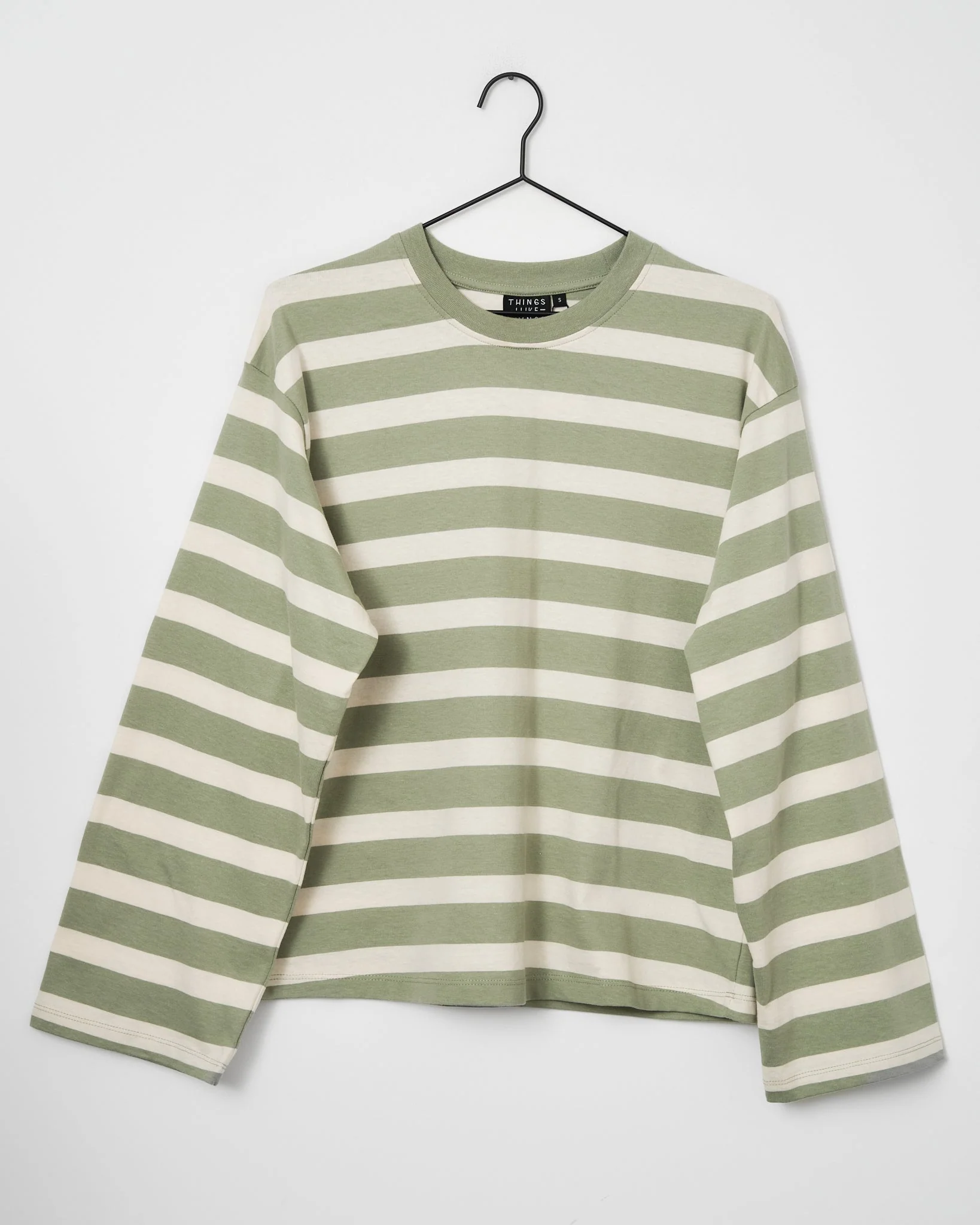 TILTIL Longsleeve Thick Striped Doka Tee Light Green - Image 11