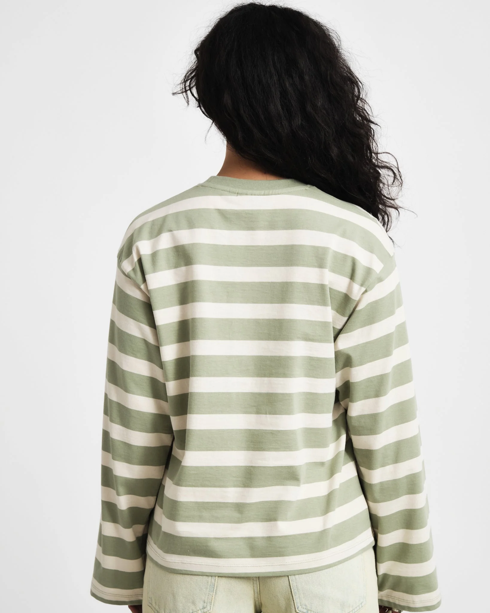TILTIL Longsleeve Thick Striped Doka Tee Light Green - Image 8
