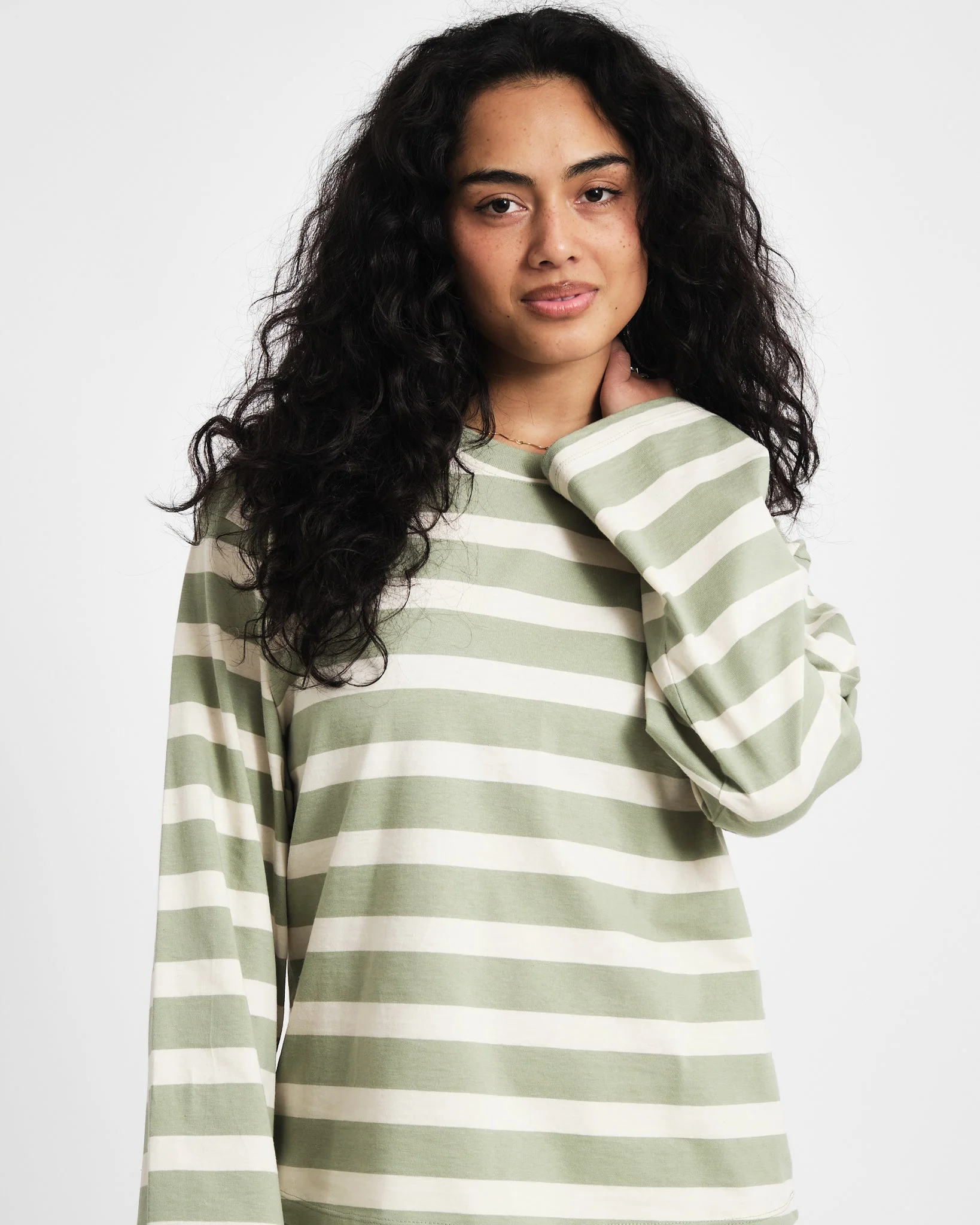 TILTIL Longsleeve Thick Striped Doka Tee Light Green - Image 9